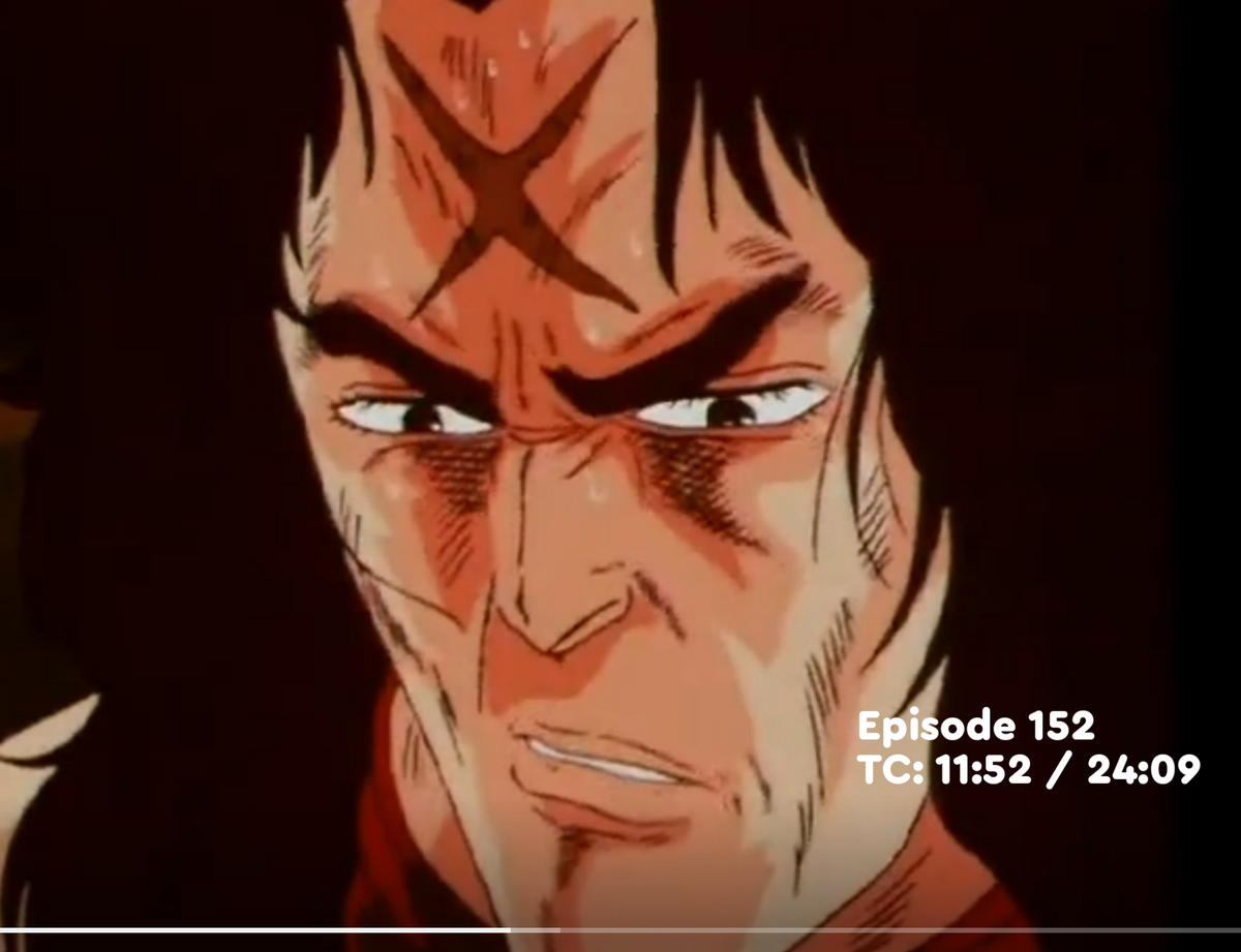 Reference still of Hyoh in Hokuto no Ken episode 152 at 11:52
