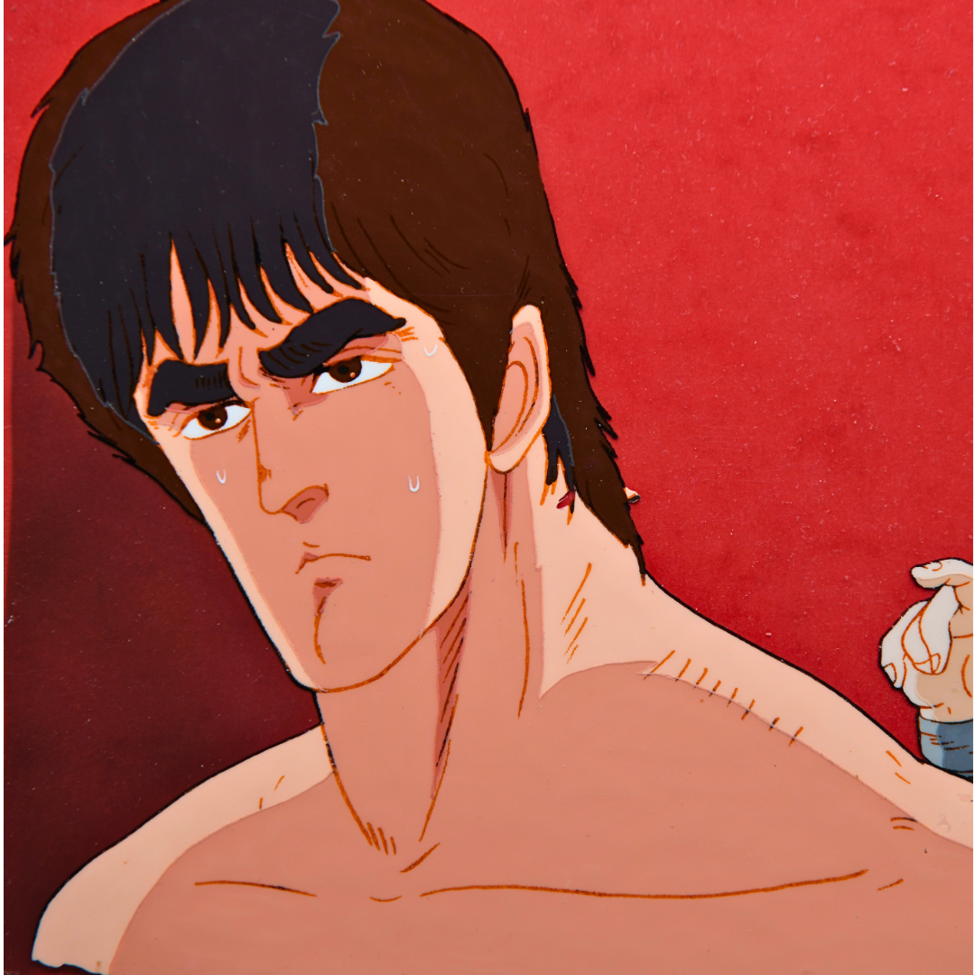 Close-up of Kenshiro on original Fist of the North Star production cel