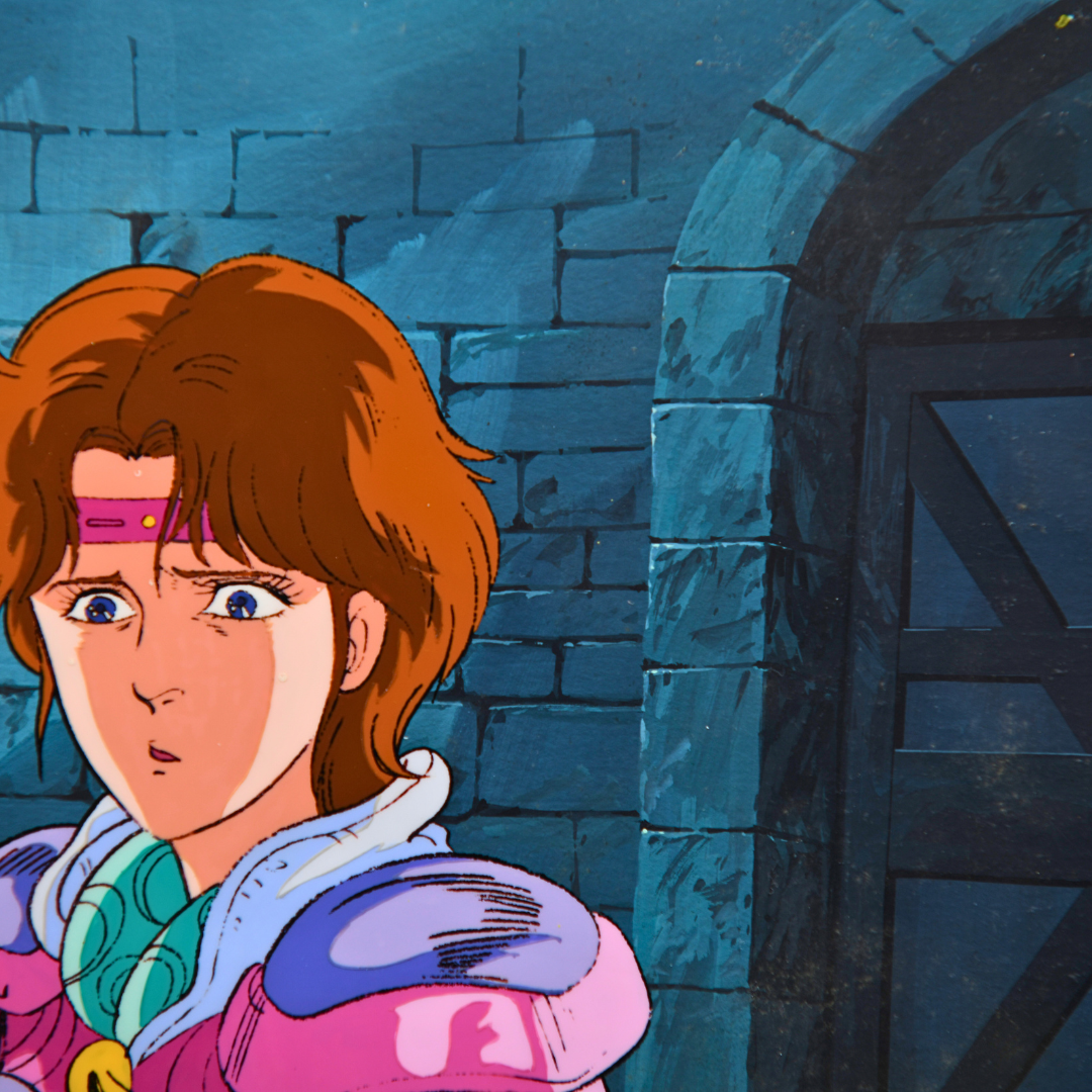 Detail of the original hand-painted background behind Lin from Fist of the North Star Hokuto no Ken