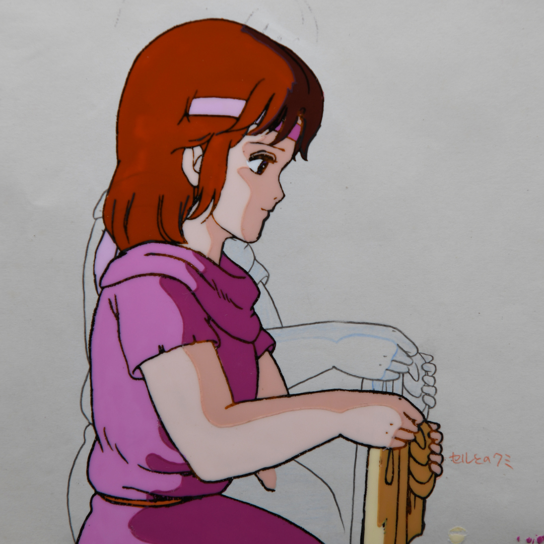 Lin original production cel with attached douga from Fist of the North Star Hokuto no Ken, close-up