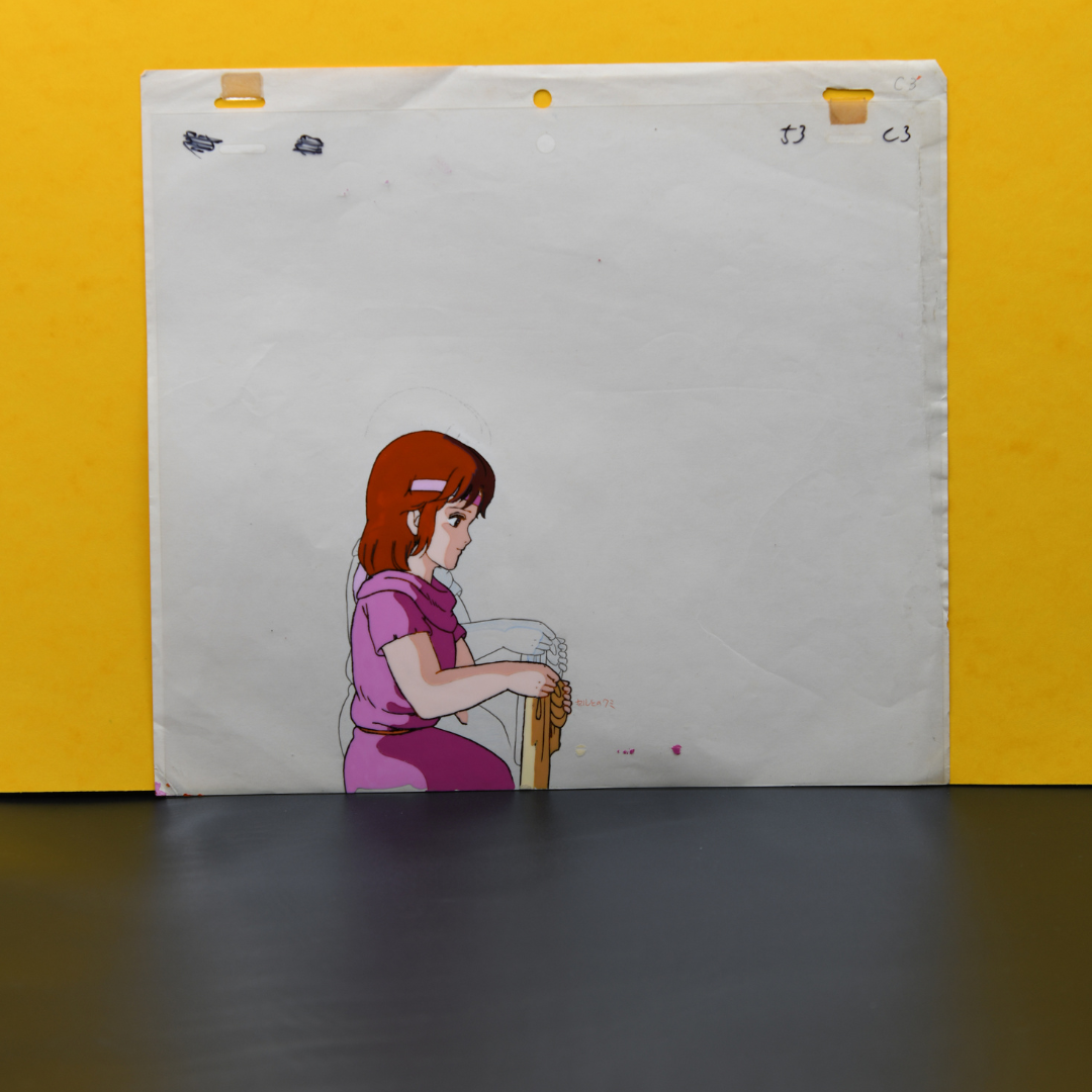Full view of Lin original animation cel with attached douga from Fist of the North Star Hokuto no Ken