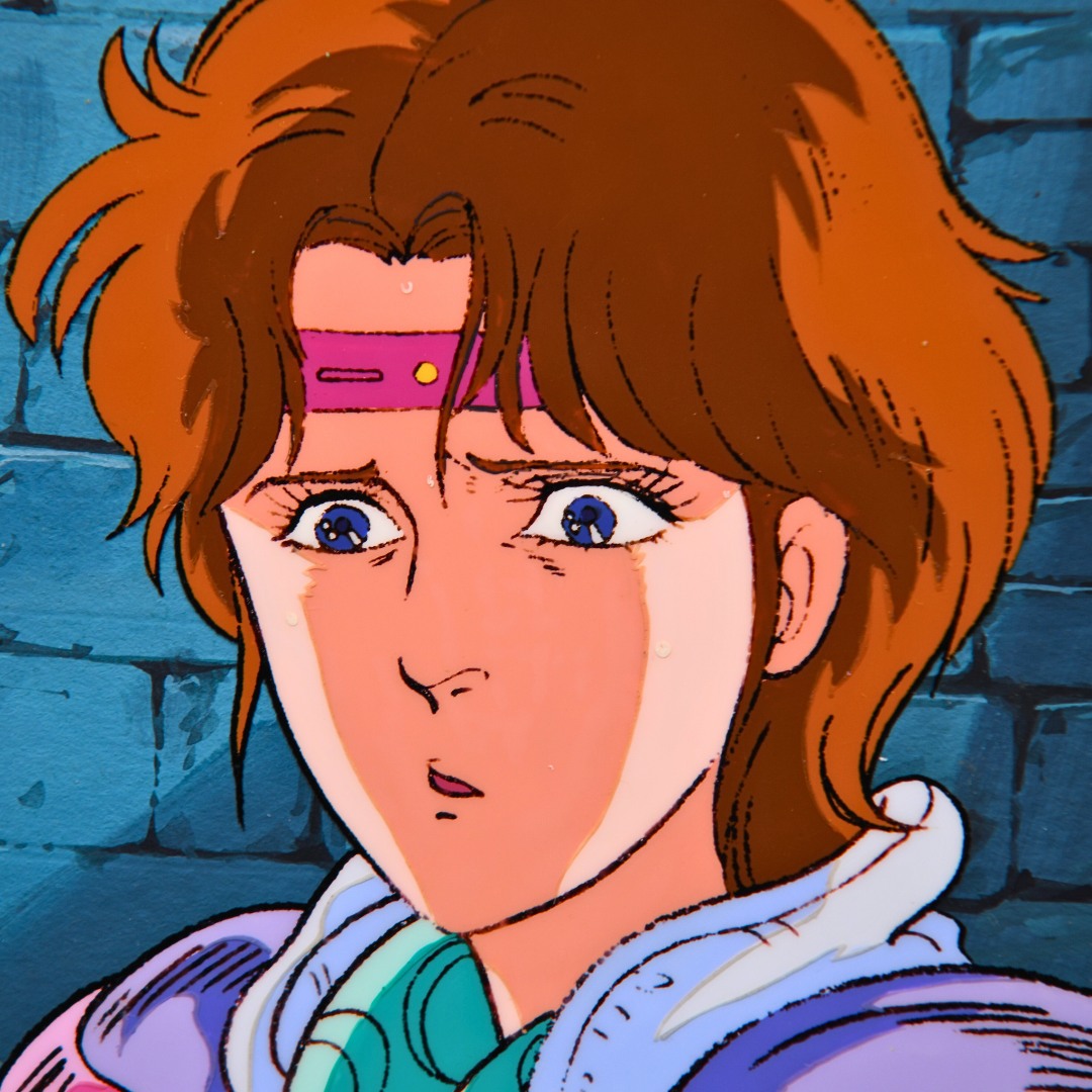 Lin face detail on original production cel from Fist of the North Star Hokuto no Ken