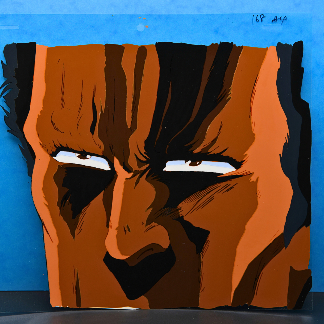 Raoh original production cel from Fist of the North Star Hokuto no Ken, full face detail