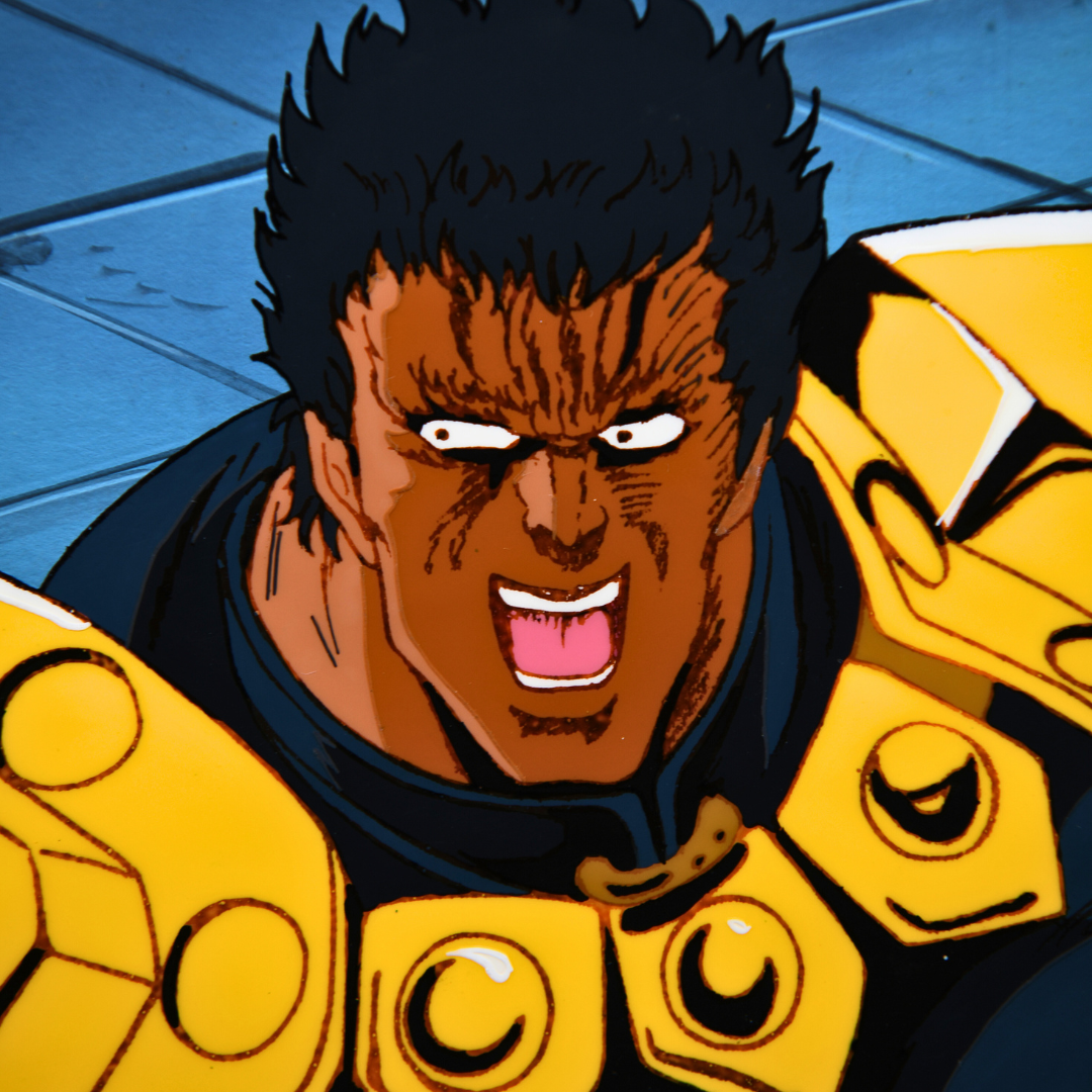 Raoh face detail on original production cel from Fist of the North Star Hokuto no Ken