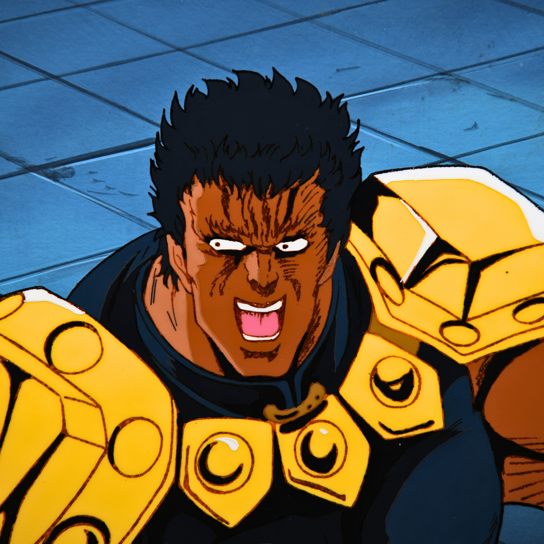 Close-up of Raoh original production cel from Fist of the North Star Hokuto no Ken