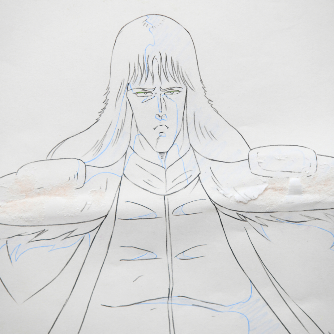 Close-up of Shin original production douga showing pencil linework and condition details