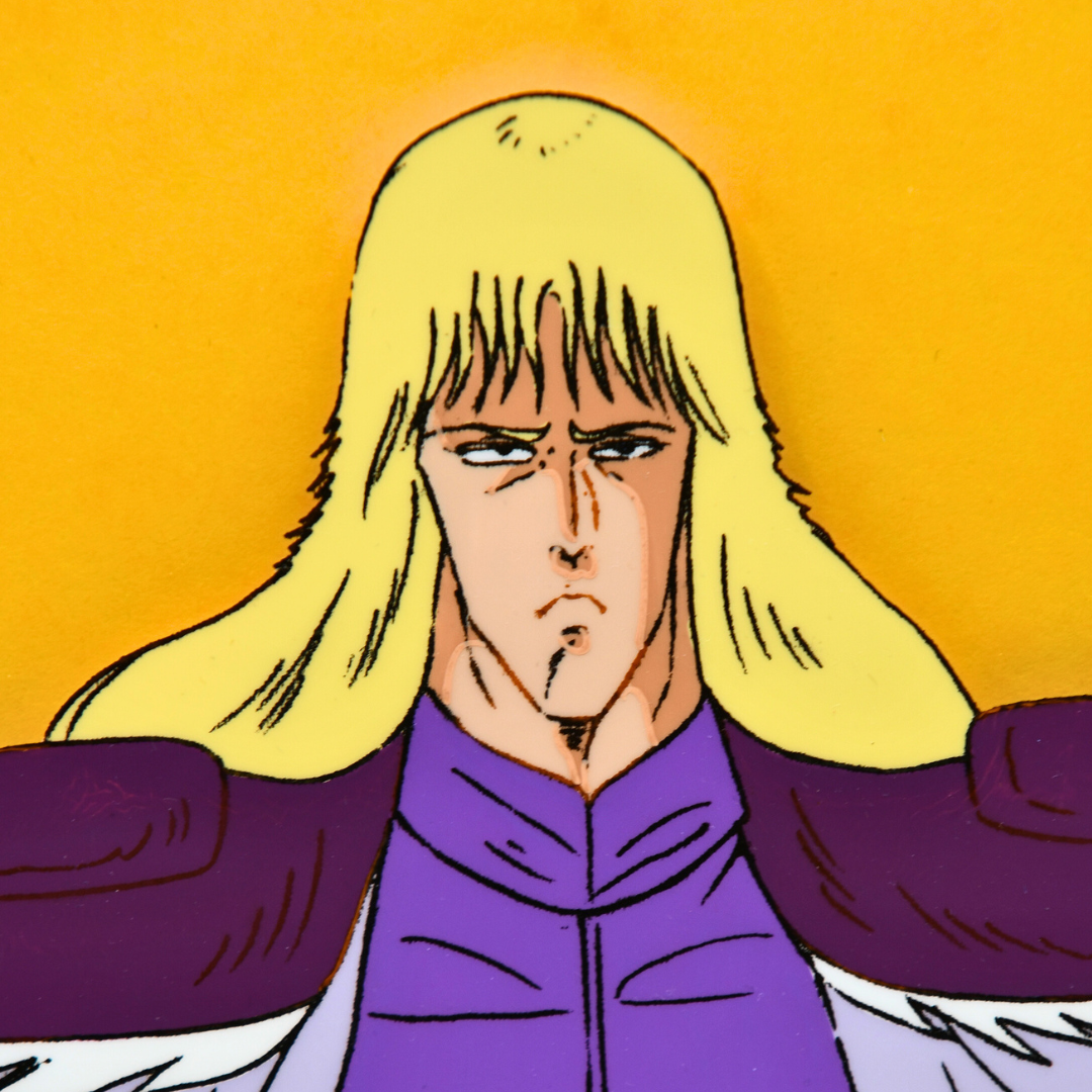Face detail of Shin on original Hokuto no Ken production cel