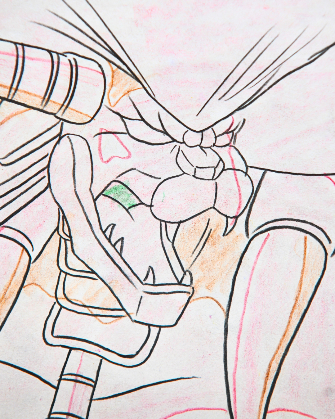 Bio Armor Liger face and mane detail on matching production douga