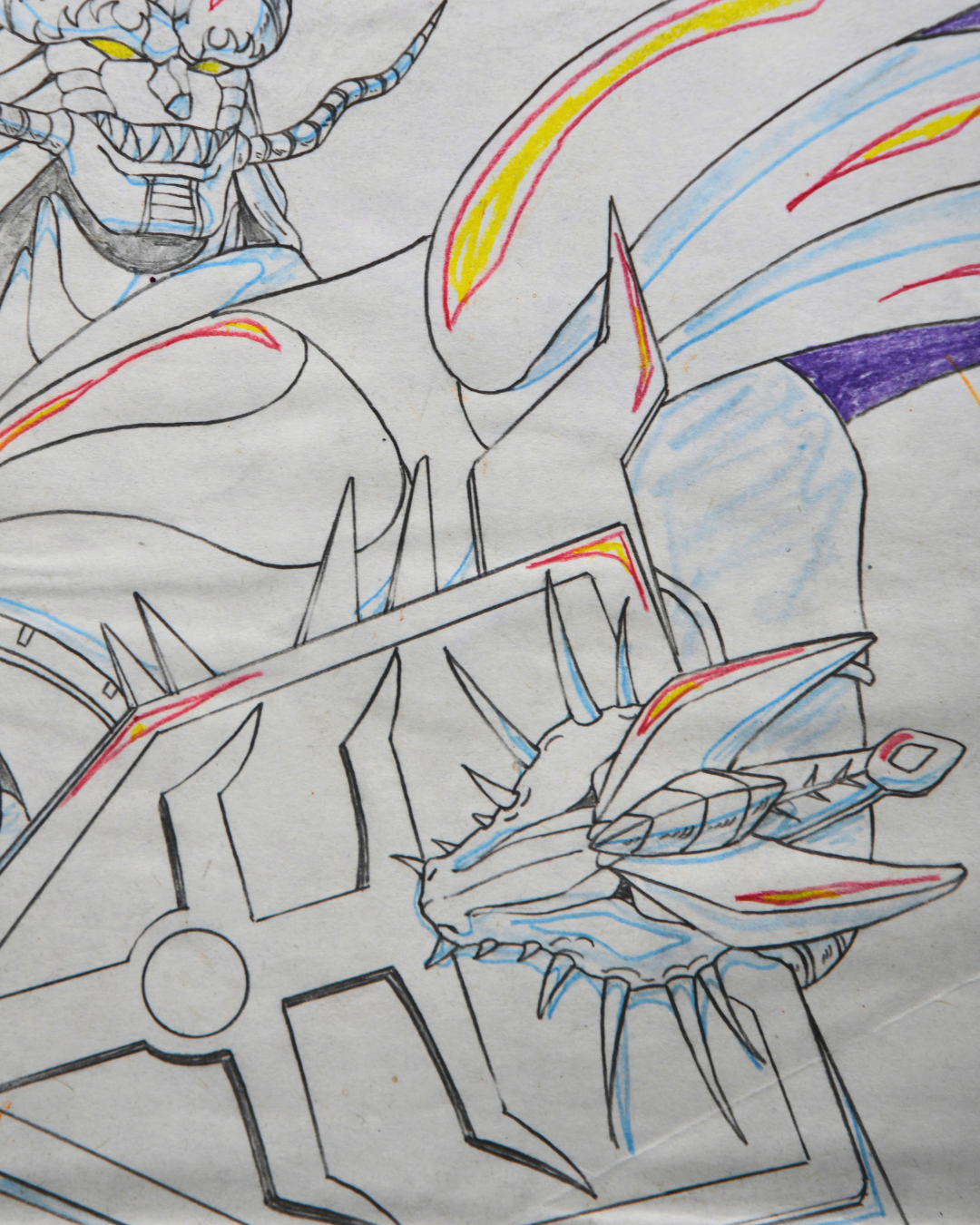Majūō Dorga dragon shield detail on matching production douga