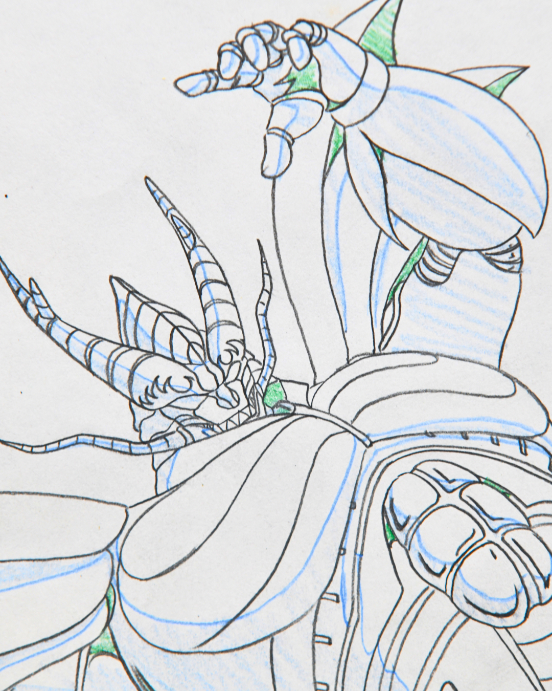 Close-up detail of Jūshin Liger Dorga monster matching douga
