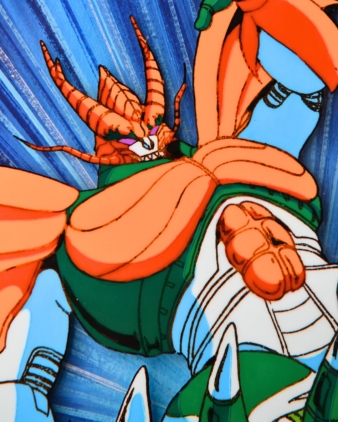 Jūshin Liger Dorga Monster A2 giant cel full composition on blue radial background