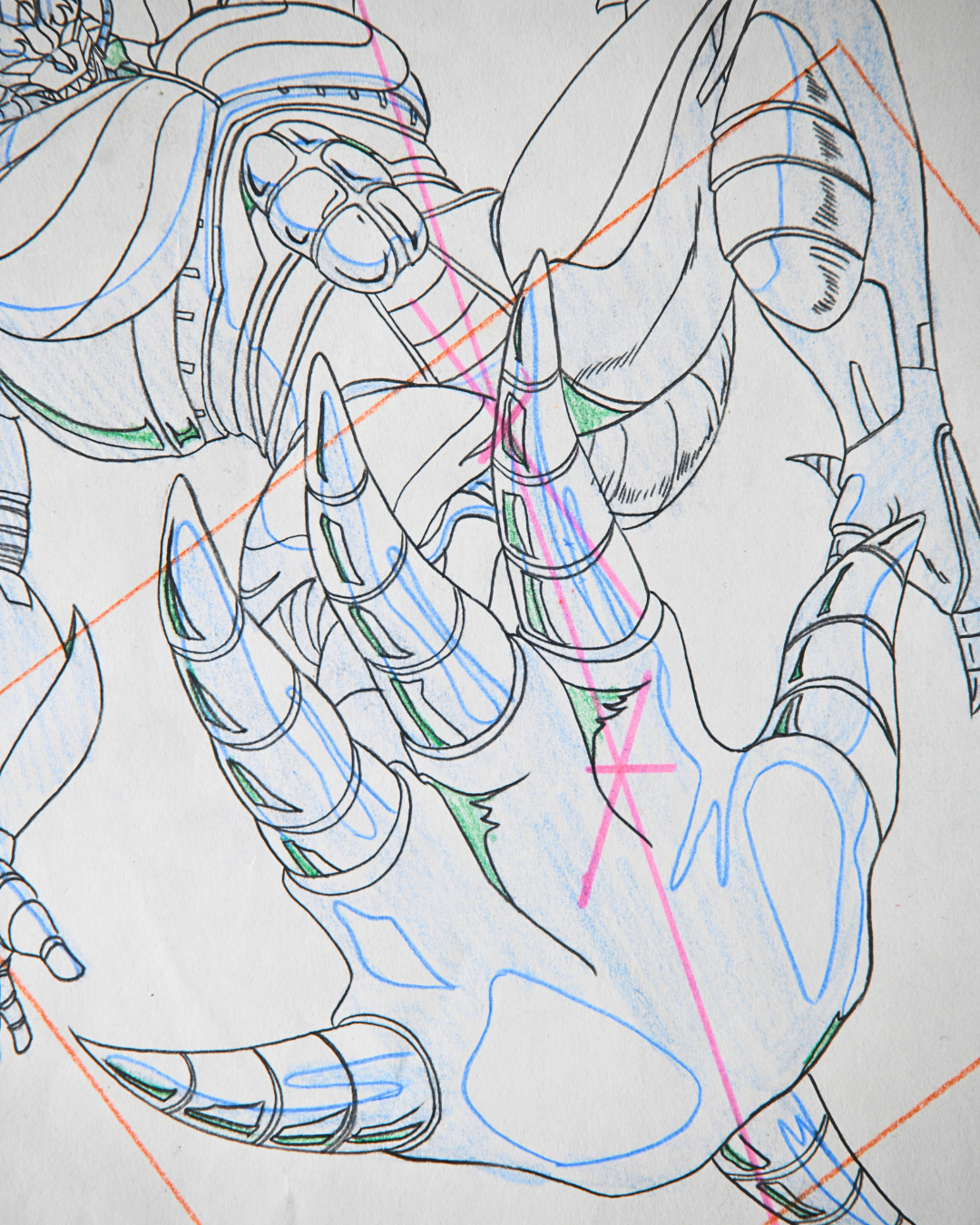 Jūshin Liger Dorga Monster A2 giant cel with original blue radial painted background