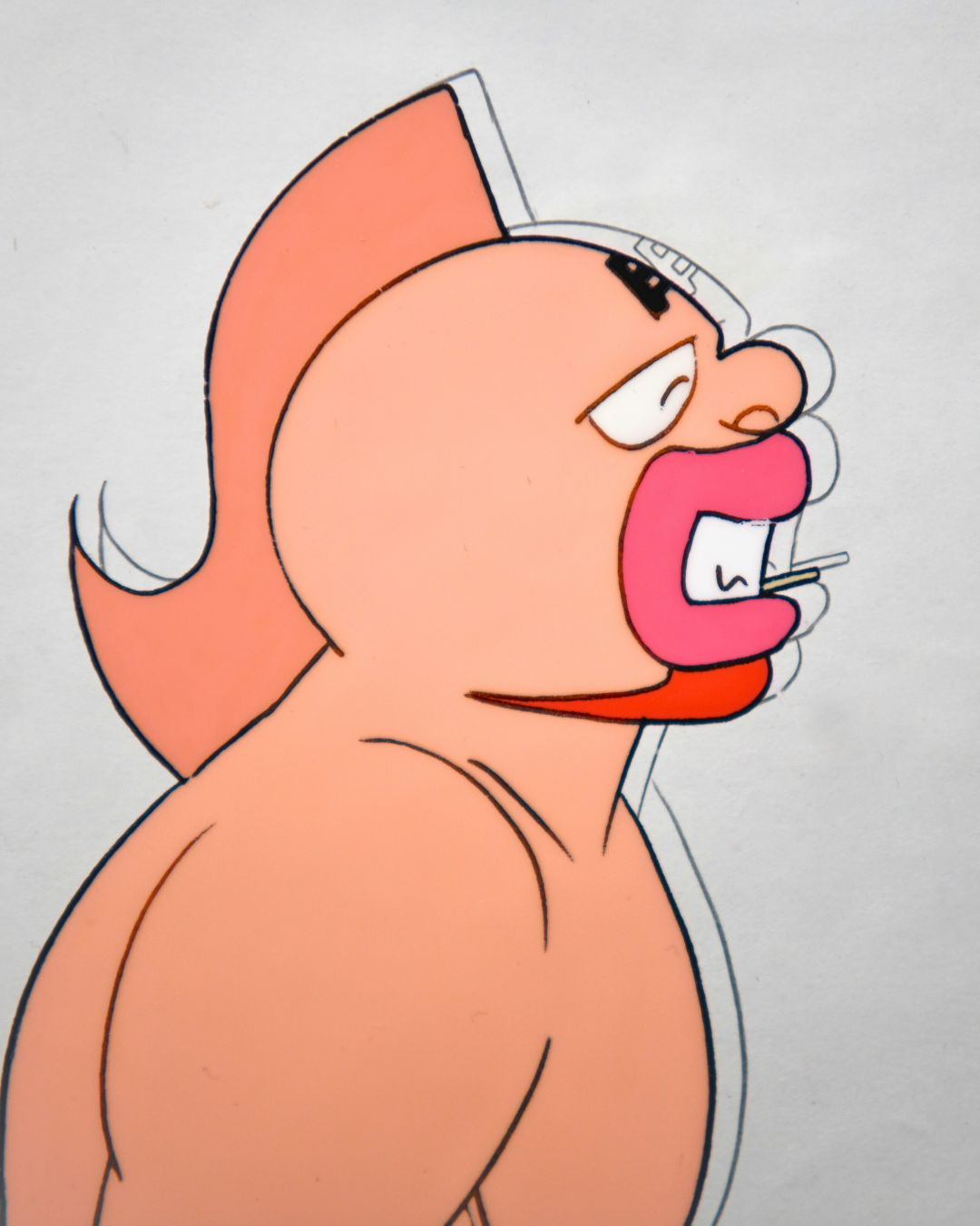 Close-up of Kinnikuman original anime production cel expression