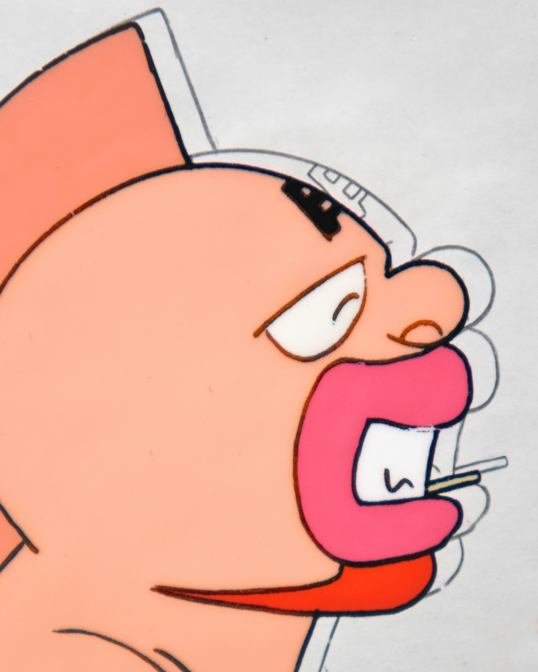 Detail of Kinnikuman original production cel face and linework