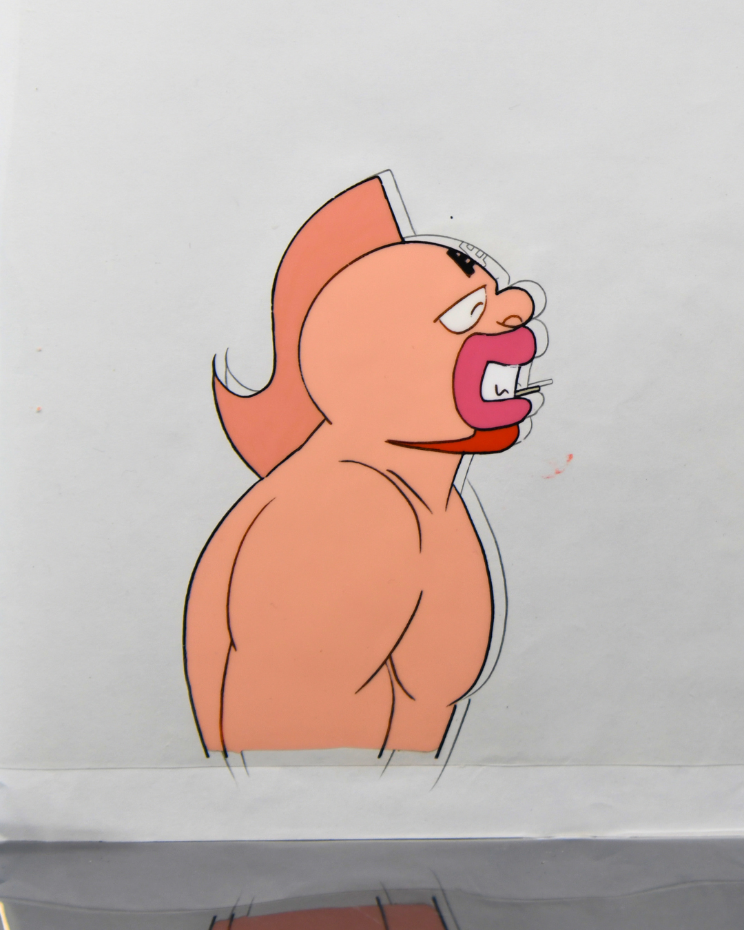 Full view of Kinnikuman original production cel with attached douga