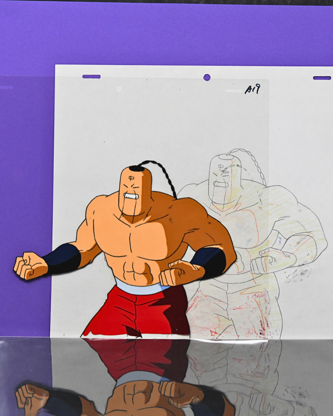 Ramenman original production cel and separate matching douga together