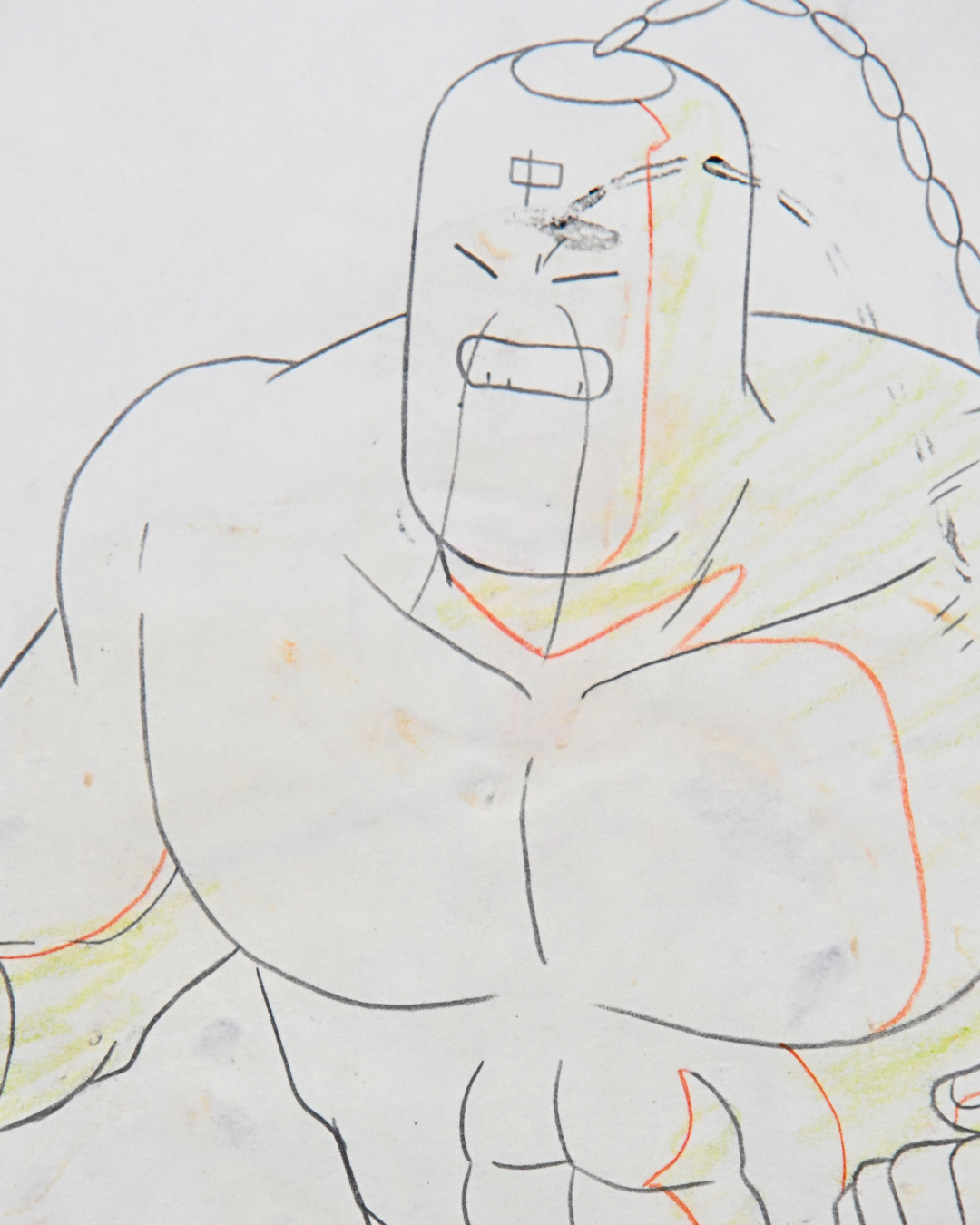 Close-up of Ramenman original Kinnikuman douga drawing and animation notes