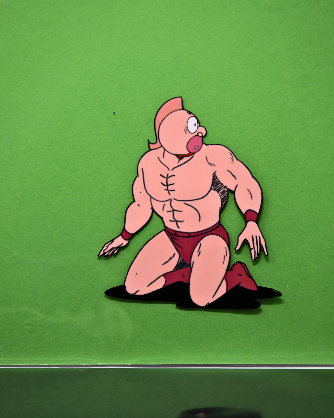 Full view of Kinnikuman kneeling original anime production cel