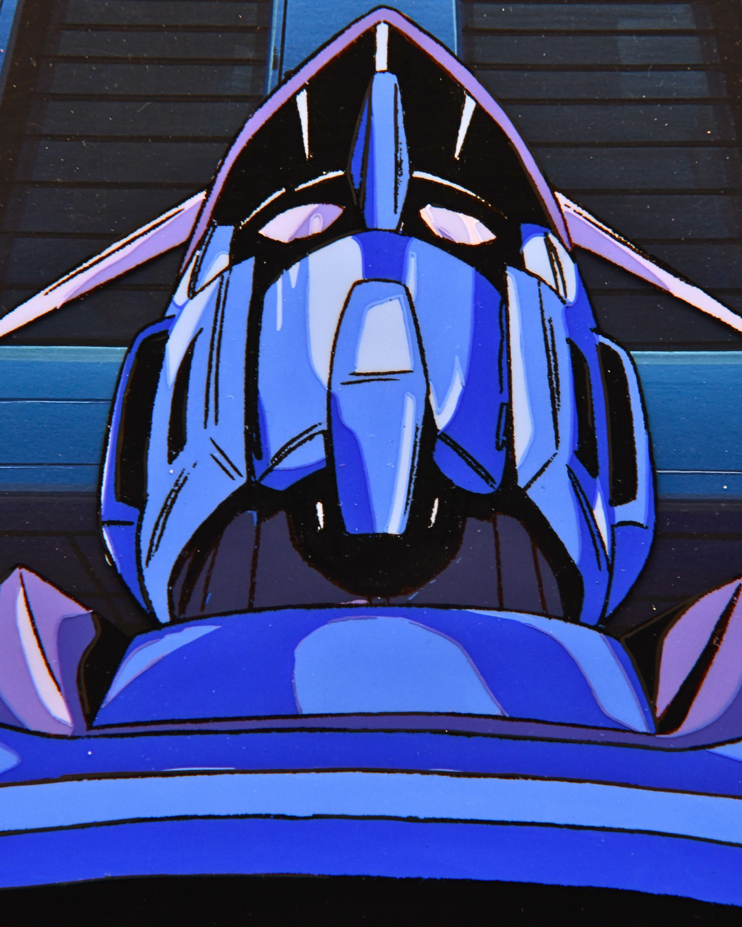 Falguen mecha head close-up from Metal Armor Dragonar original production cel