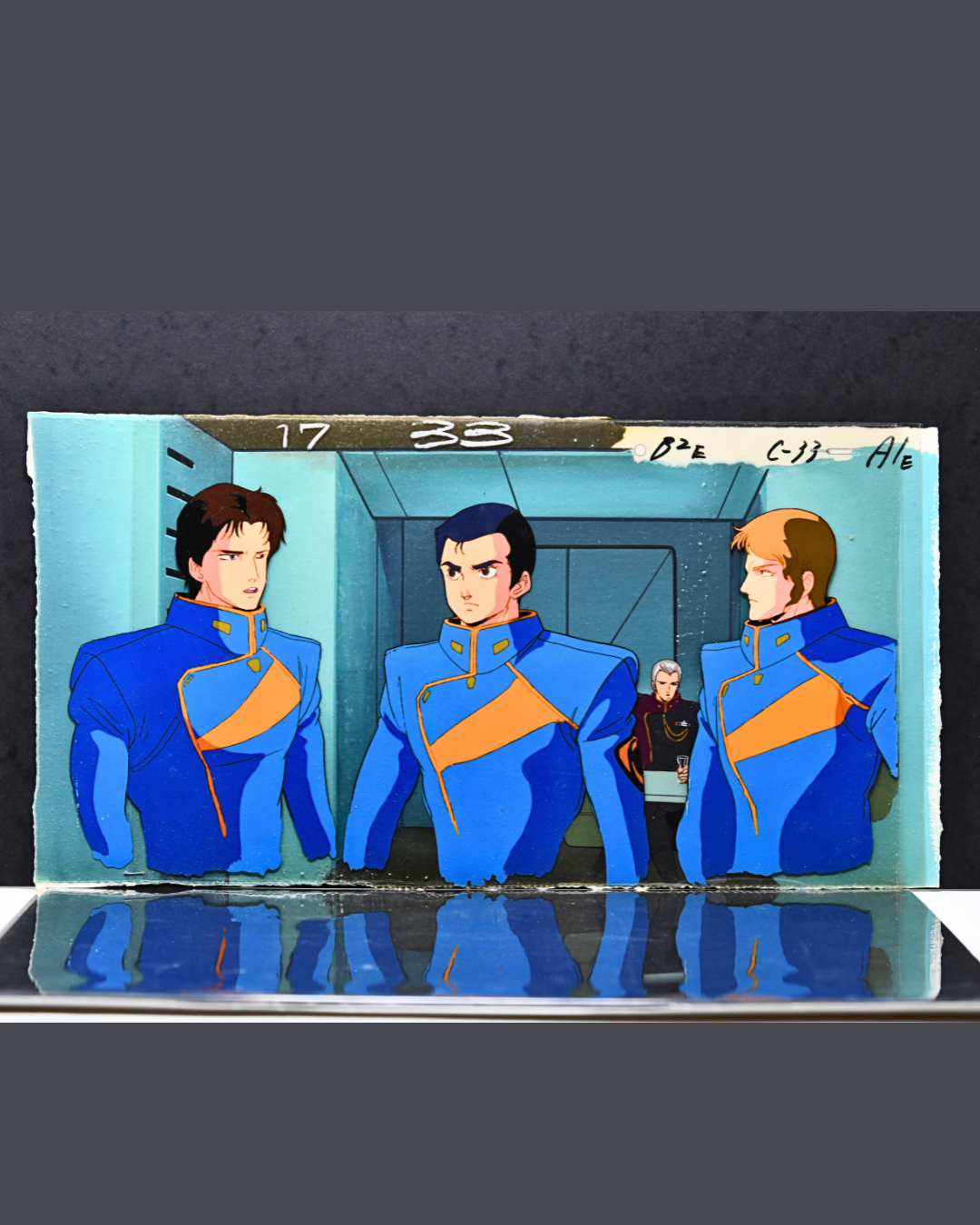 Metal Armor Dragonar original panoramic production cel featuring the principal cast, full view