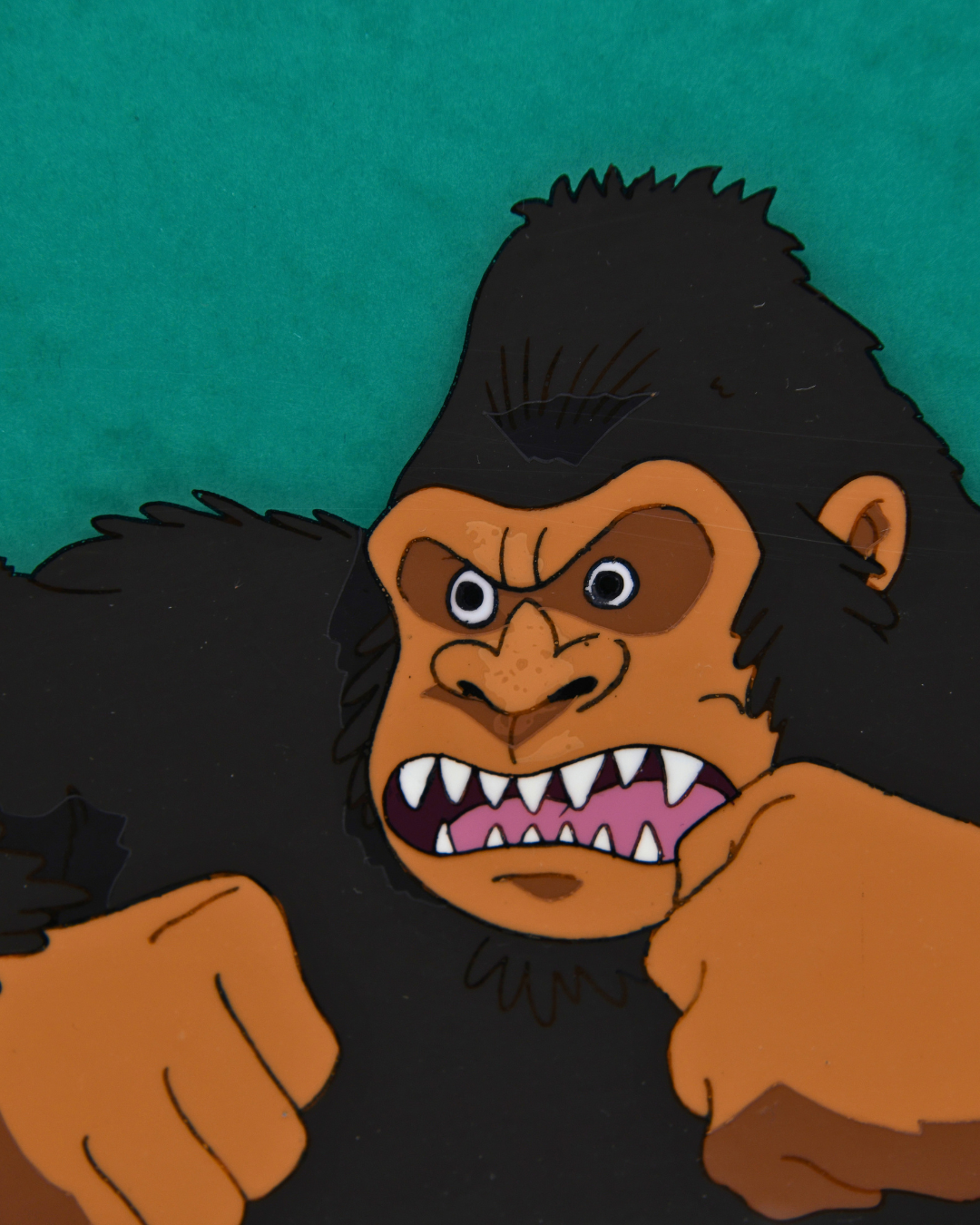 Gorilla original hand-painted production cel from My Father’s Dragon 1997, portrait detail