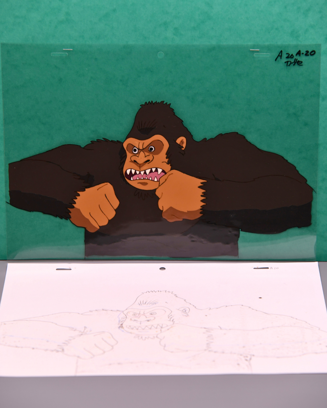 My Father’s Dragon 1997 gorilla original multi-layer production cel with matching douga, full view