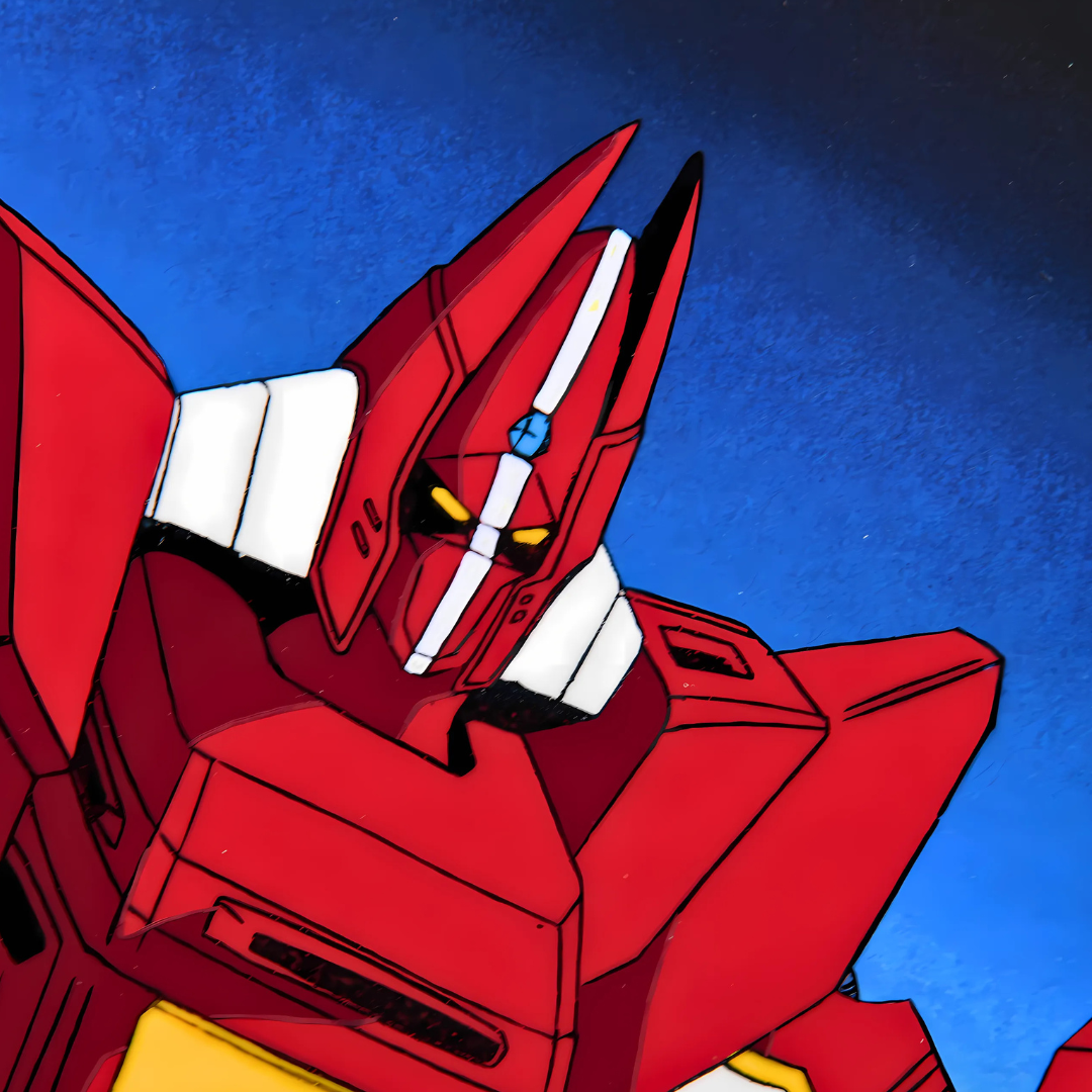 Close-up of Galient mecha original production cel from Panzer World Galient