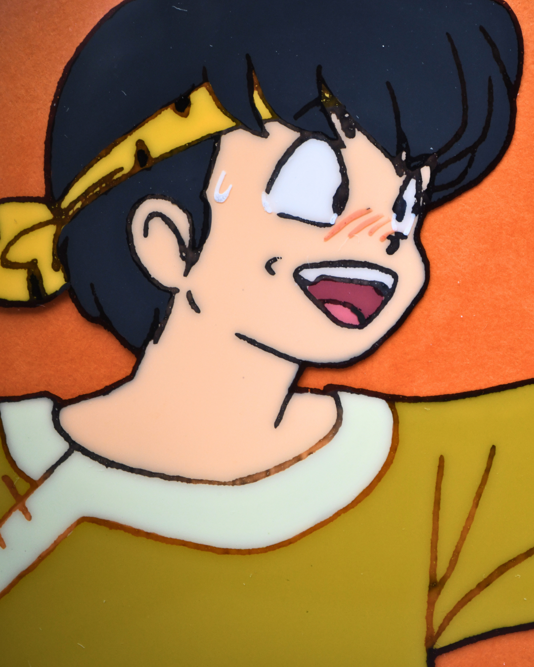 Close-up of Ryoga Hibiki from Ranma ½, original hand-painted production cel