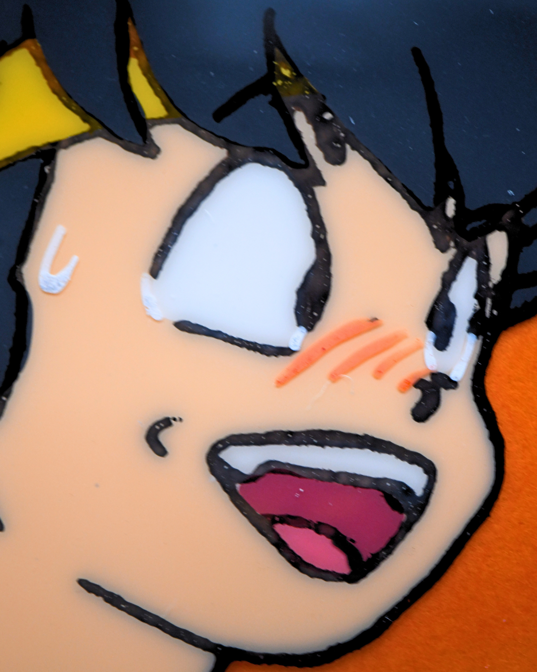 Detail of Ryoga Hibiki's face on an original Ranma ½ production cel