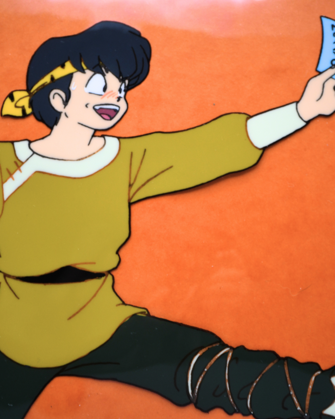 Ryoga Hibiki dynamic running pose, original Ranma ½ hand-painted production cel detail