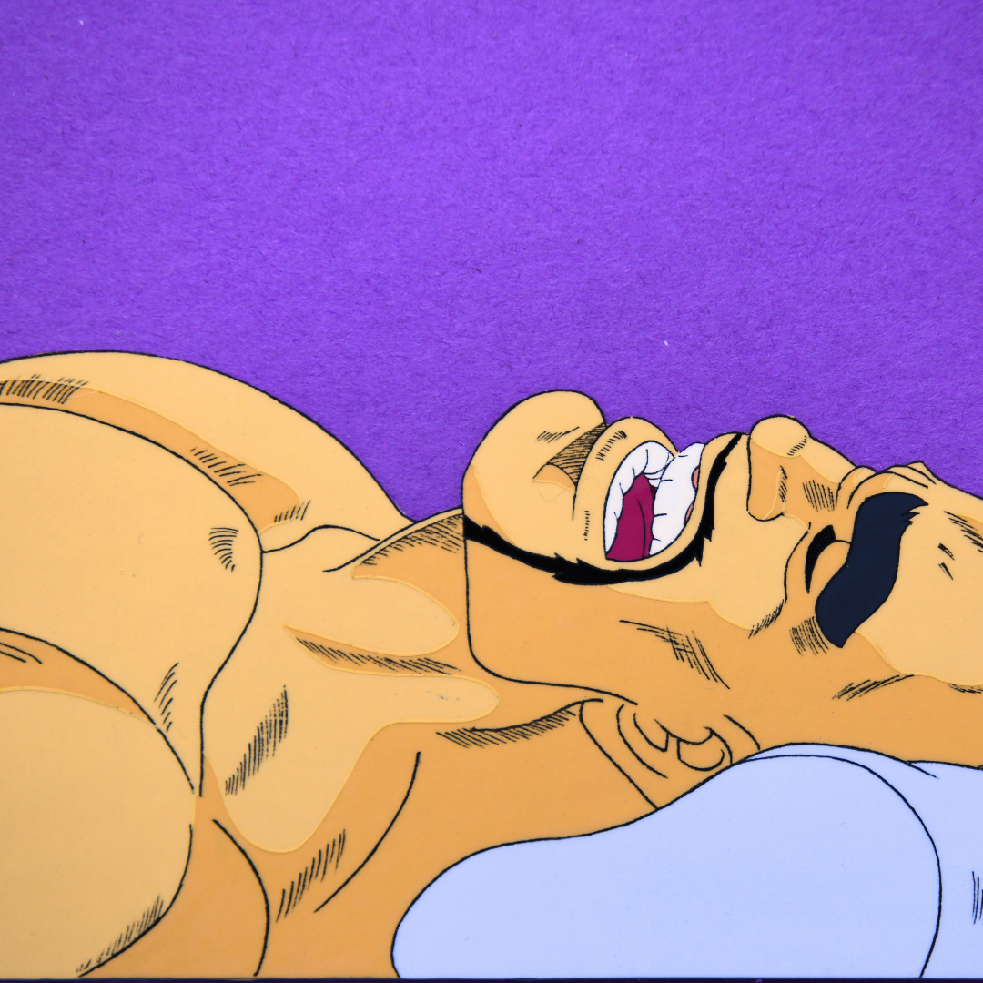 Heihachi Edajima sleeping original production cel detail from Sakigake!! Otokojuku