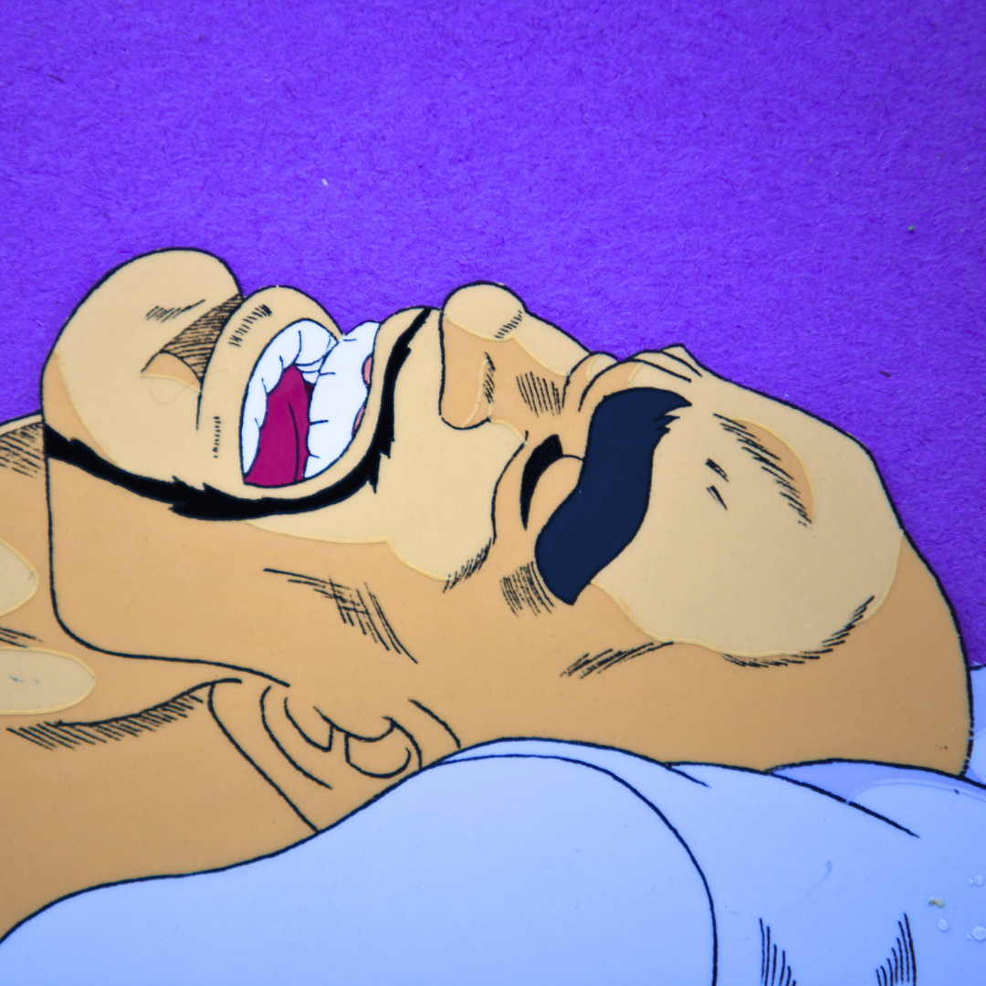 Heihachi Edajima sleeping face detail on original Sakigake!! Otokojuku production cel