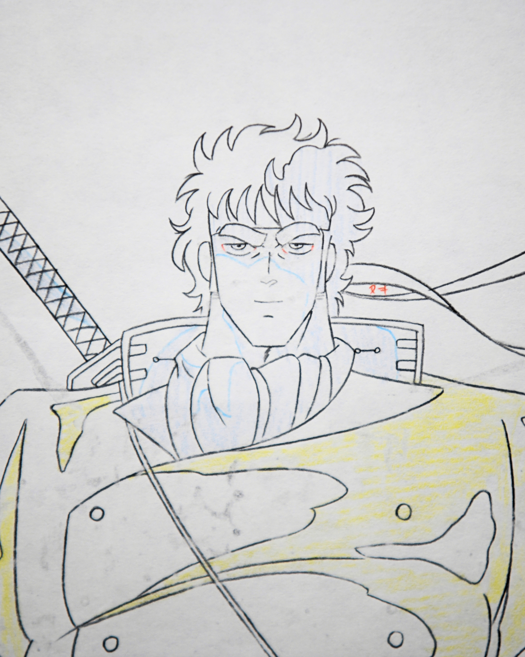 Momotaro Tsurugi face detail on original Sakigake!! Otokojuku production douga