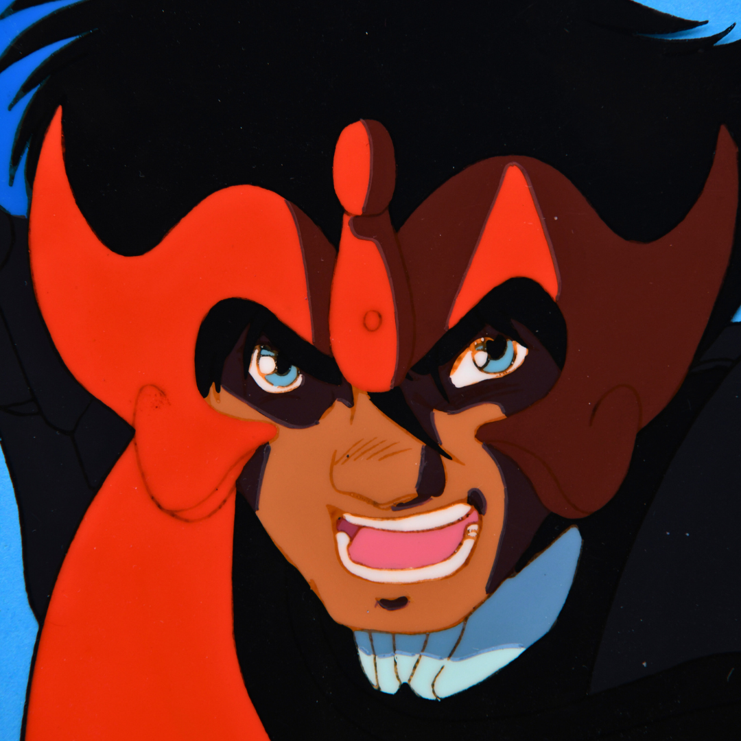 Extreme close-up of Dan King Hiba original production cel from Shurato