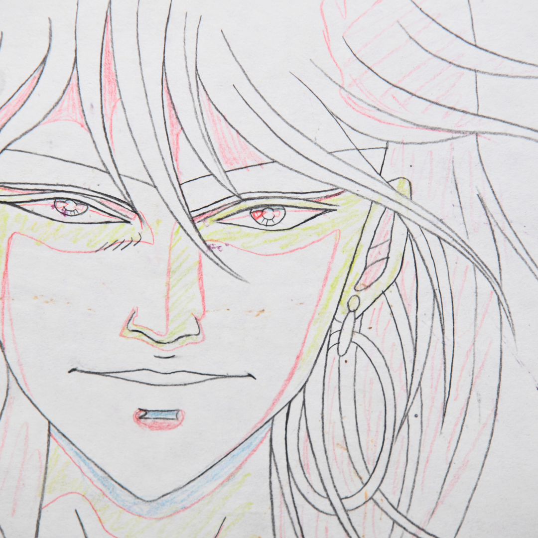 Close-up of Gai Kuroki original douga eyes and facial linework
