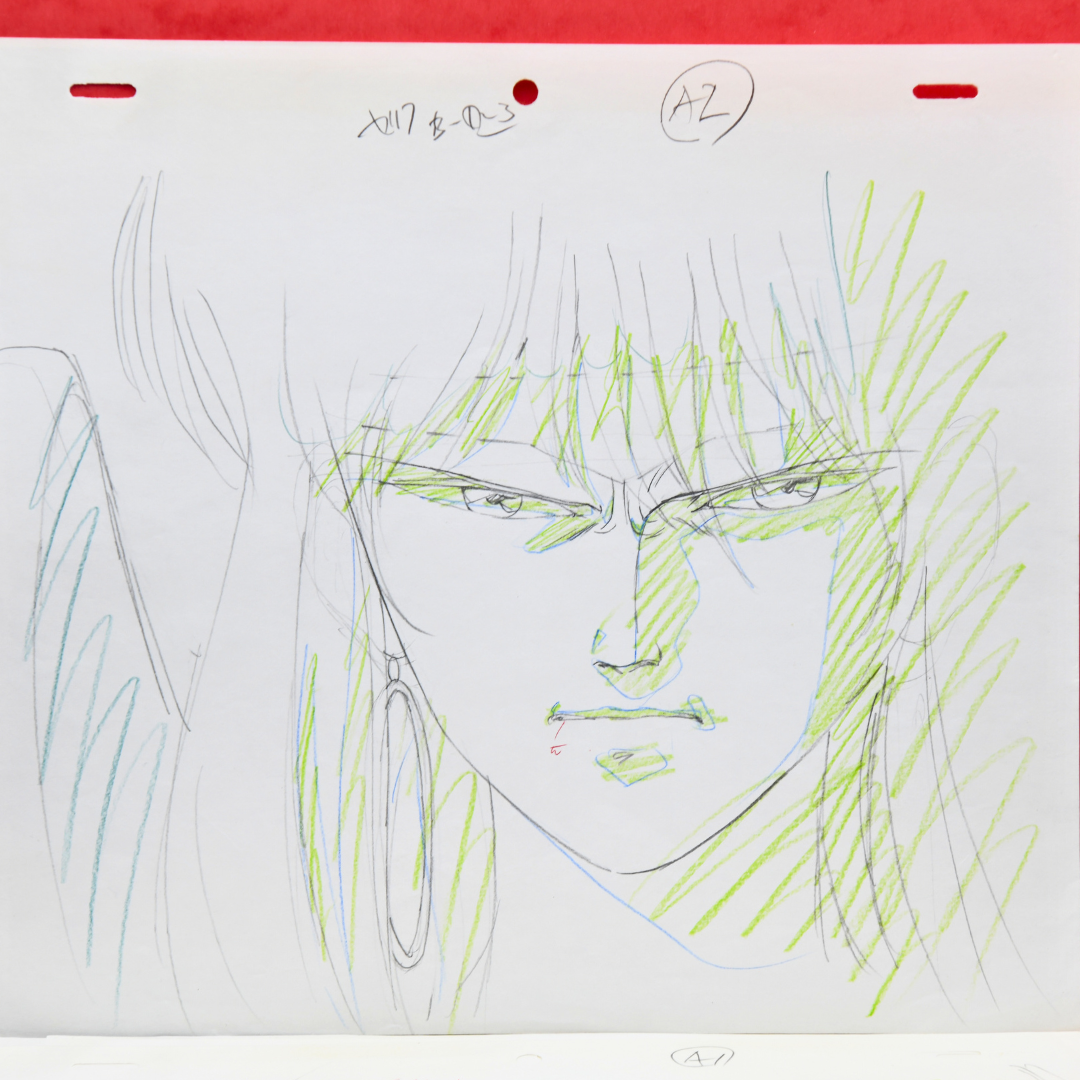 Gai Kuroki original Shurato genga portrait with studio color indications
