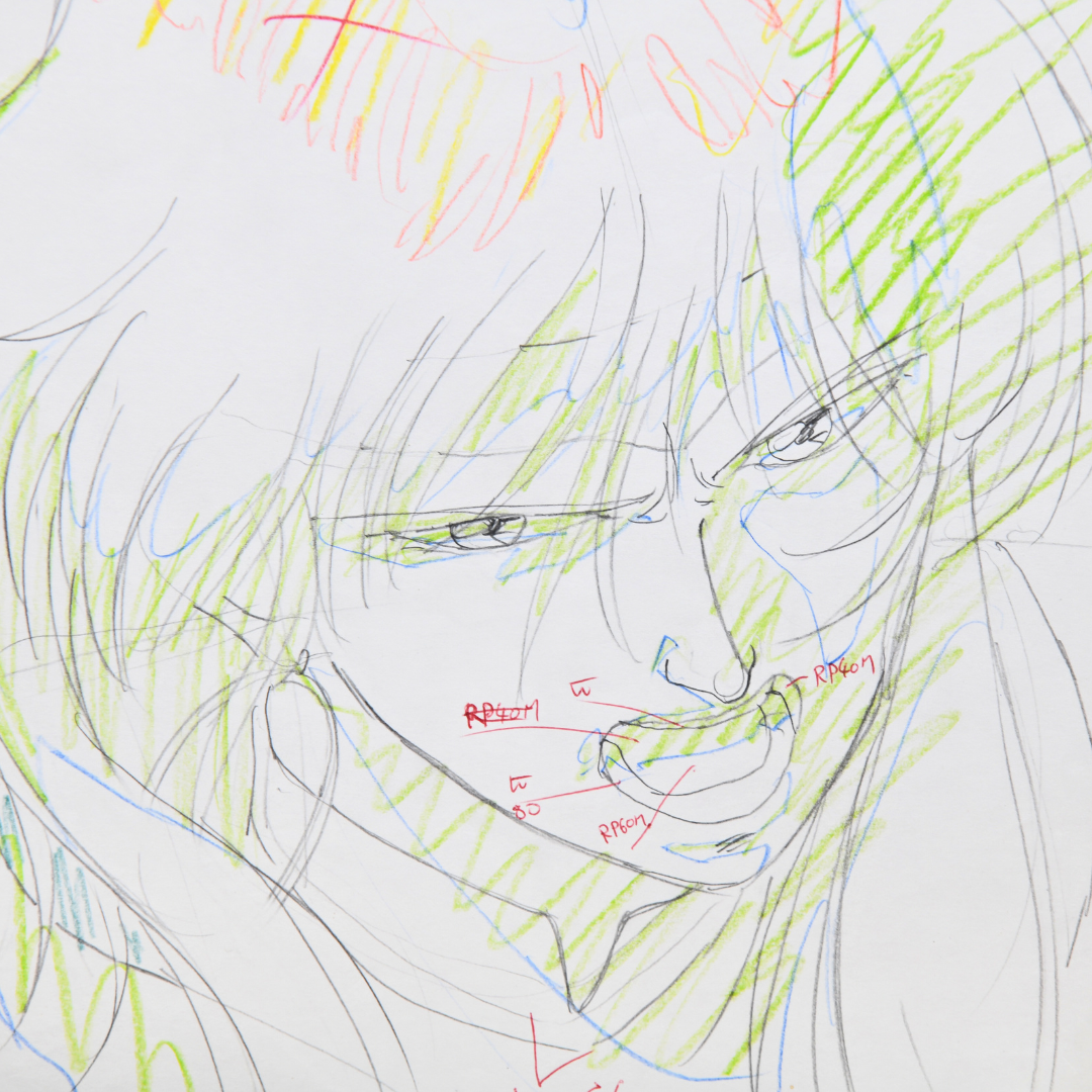 Close-up portrait of Gai Kuroki in original Shurato production genga