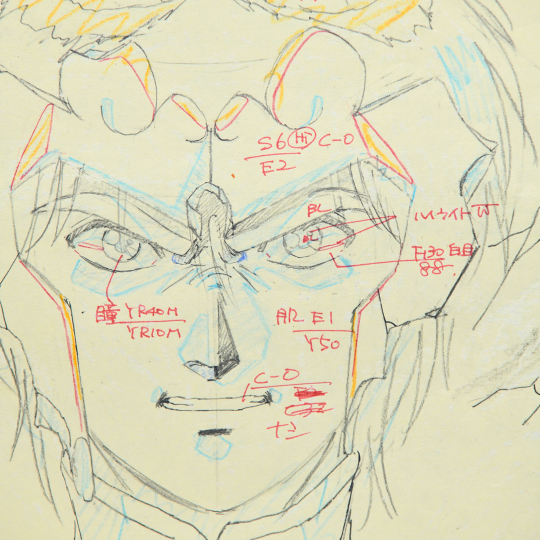 Detailed original Shurato Hidaka genga drawing with color and animation annotations