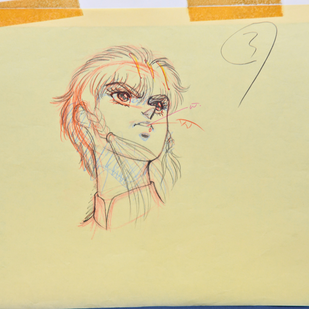 Shurato Hidaka original production drawing hair study from Shurato