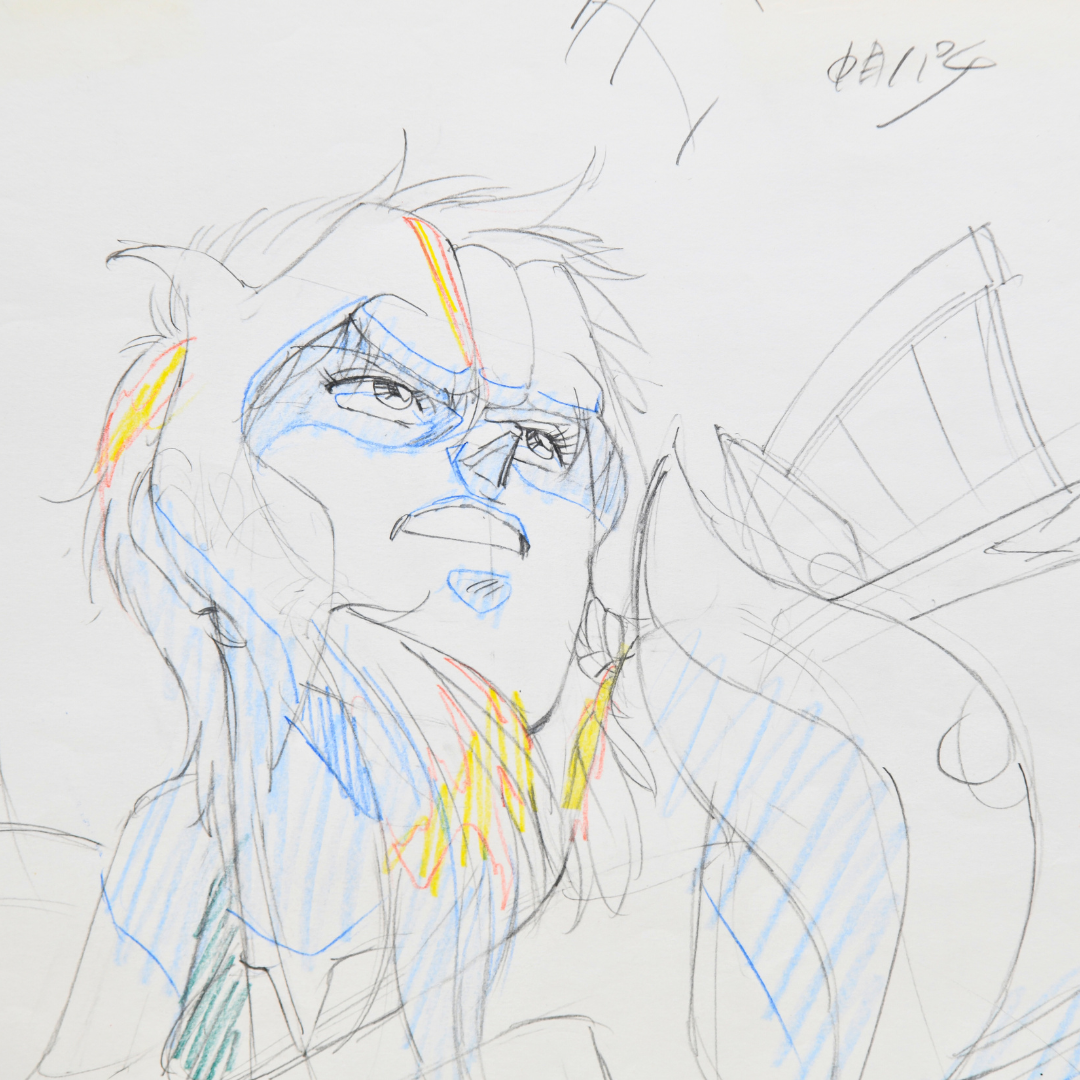 Close-up of Shurato Hidaka original genga profile drawing from Shurato