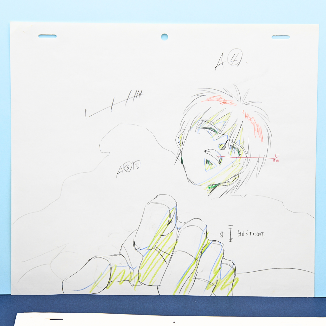 Shurato Hidaka original genga key animation drawing with expressive face