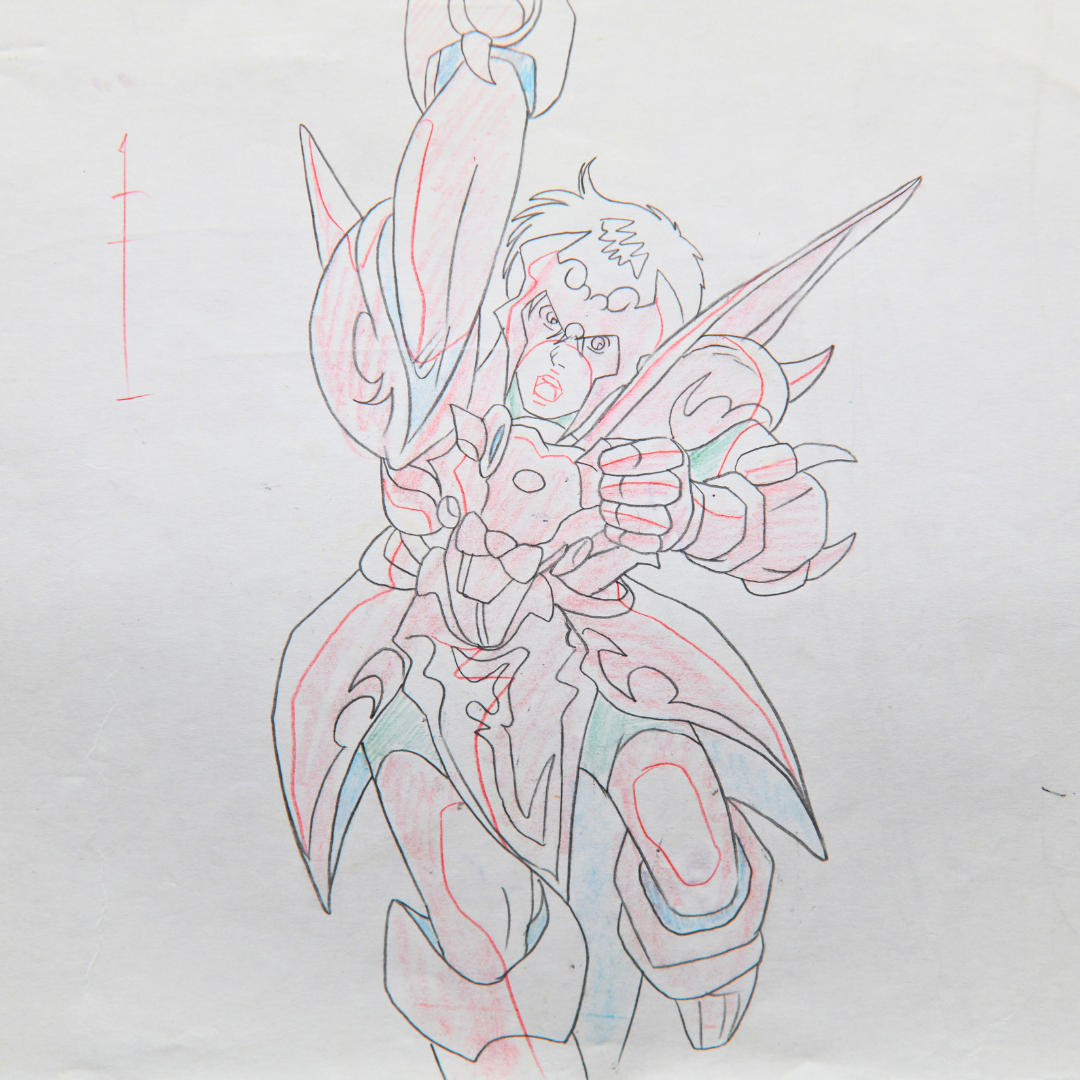 Detail of Shurato Hidaka matching production douga in armor
