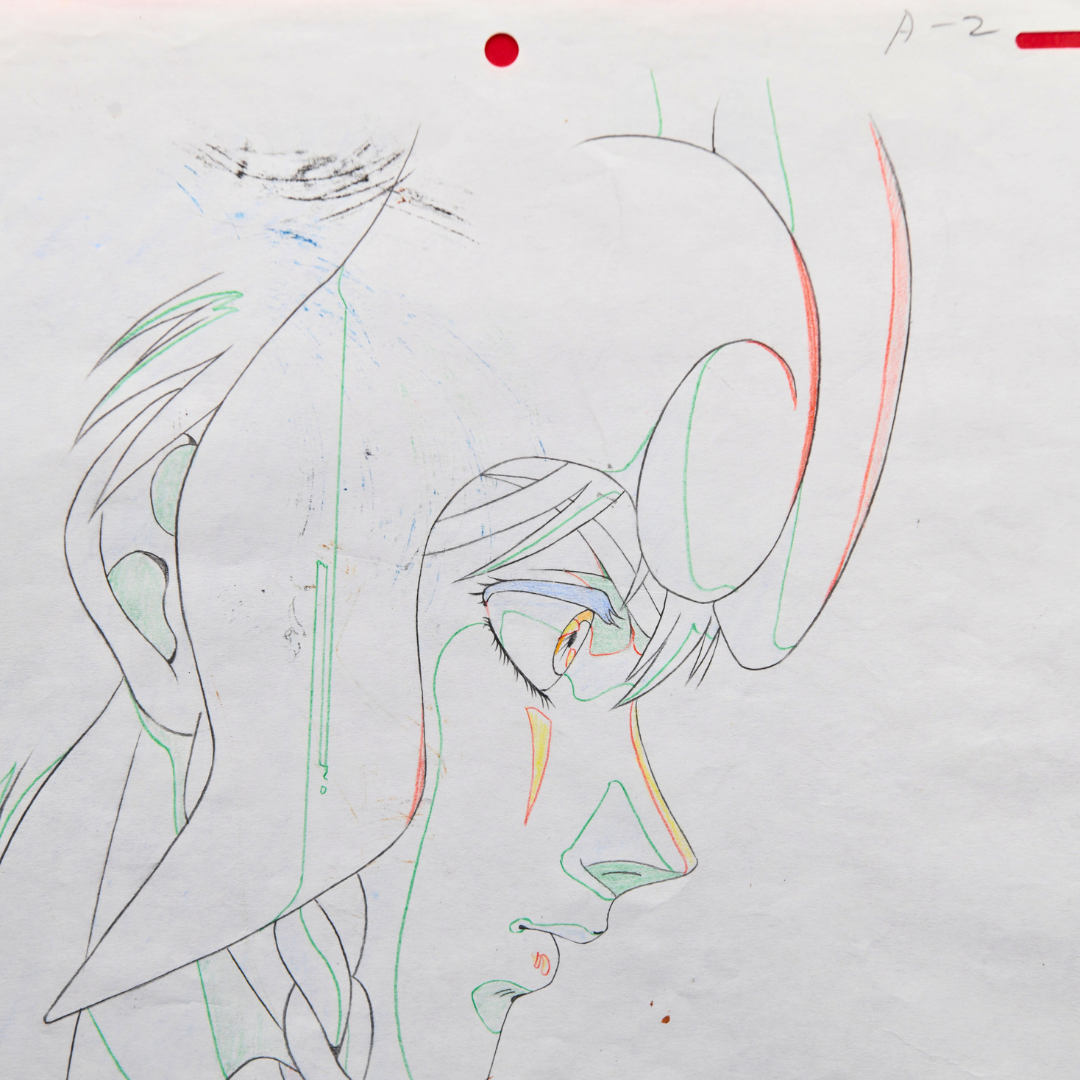 Close-up profile of Shurato Hidaka original production drawing from Shurato