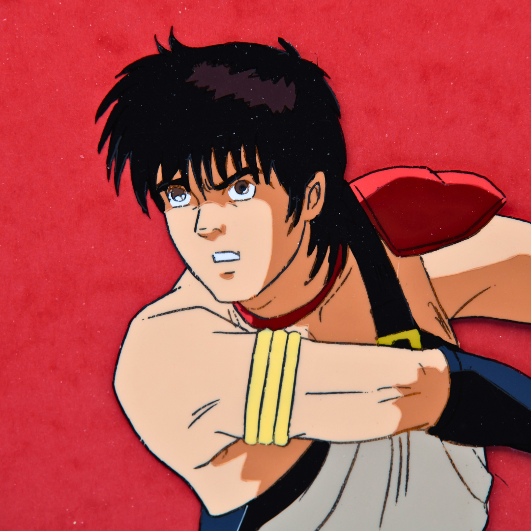 Detail of Shurato Hidaka face and Vajra original production cel