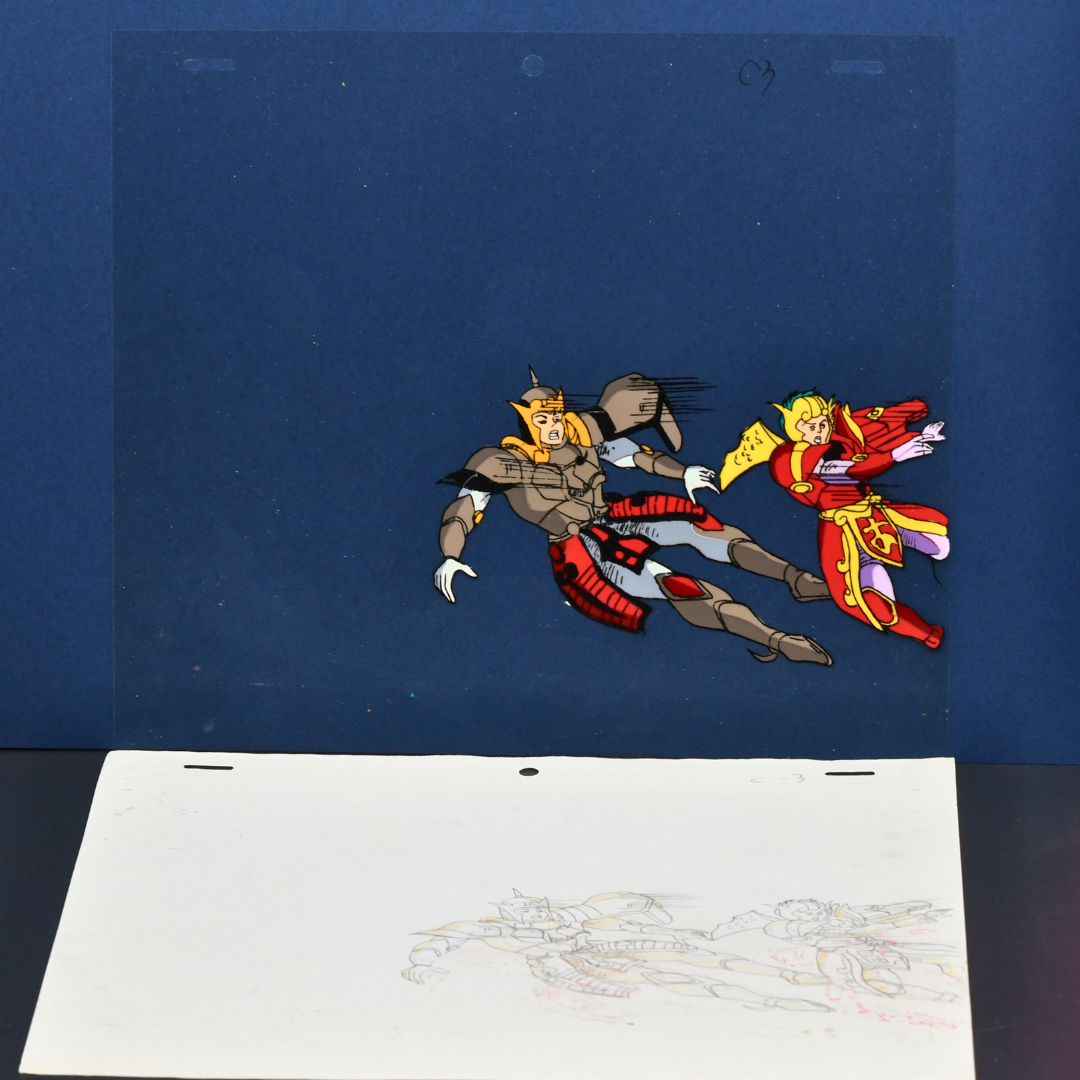 Kenya and Renge projected original production cel and matching douga from Shurato The Legend of the Heavenly Sphere