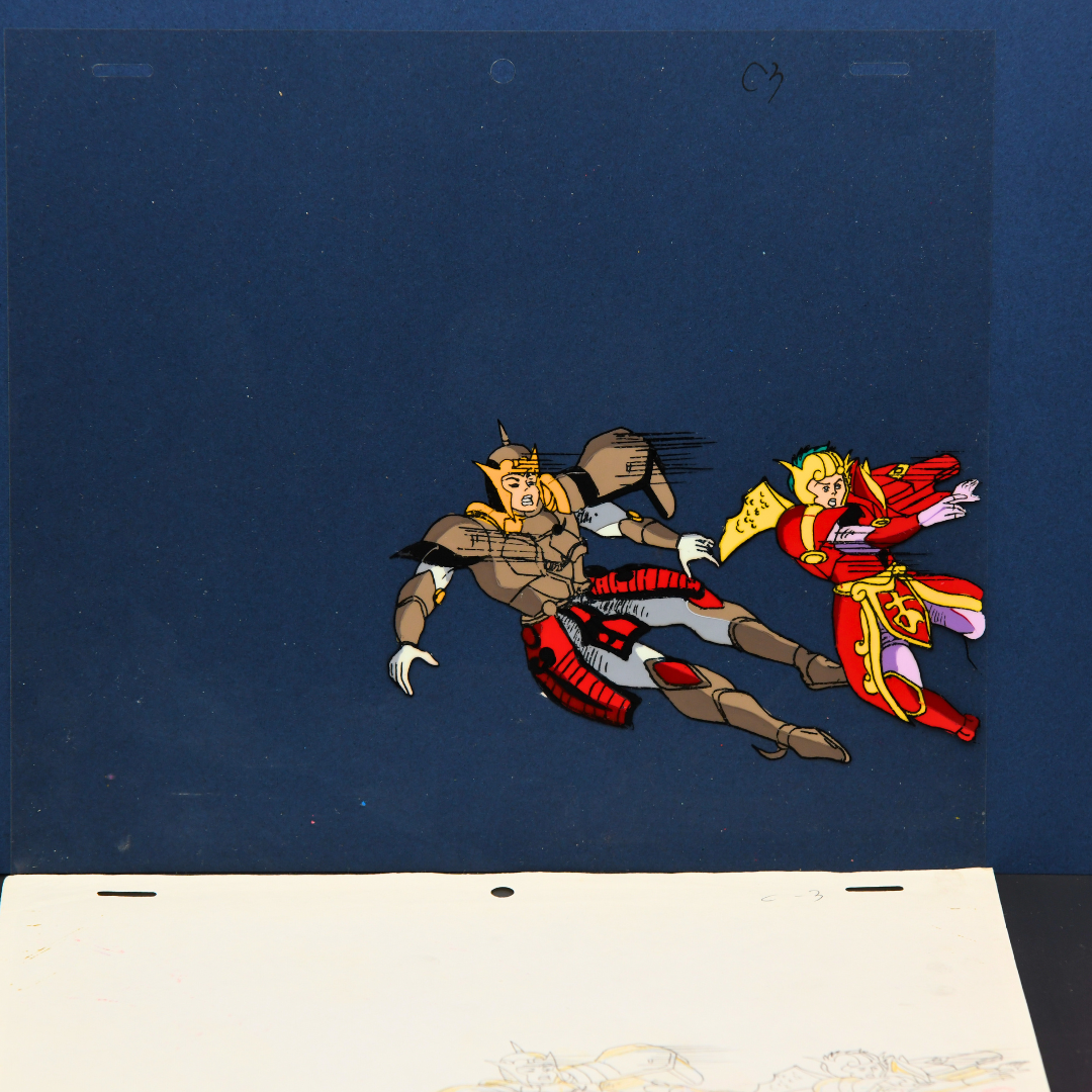 Kenya and Renge dynamic action scene original hand-painted production cel from Shurato