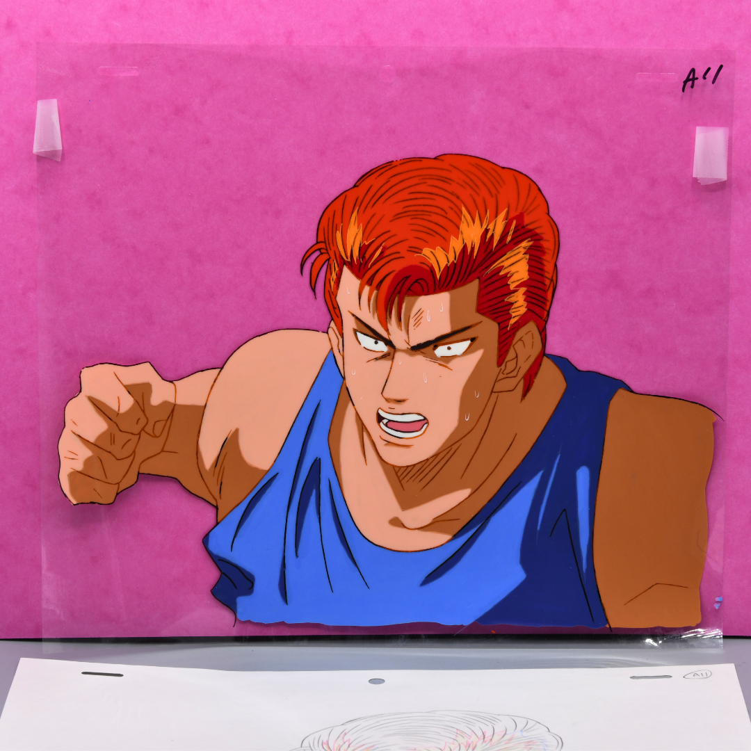 Slam Dunk Hanamichi Sakuragi punch original production cel and douga