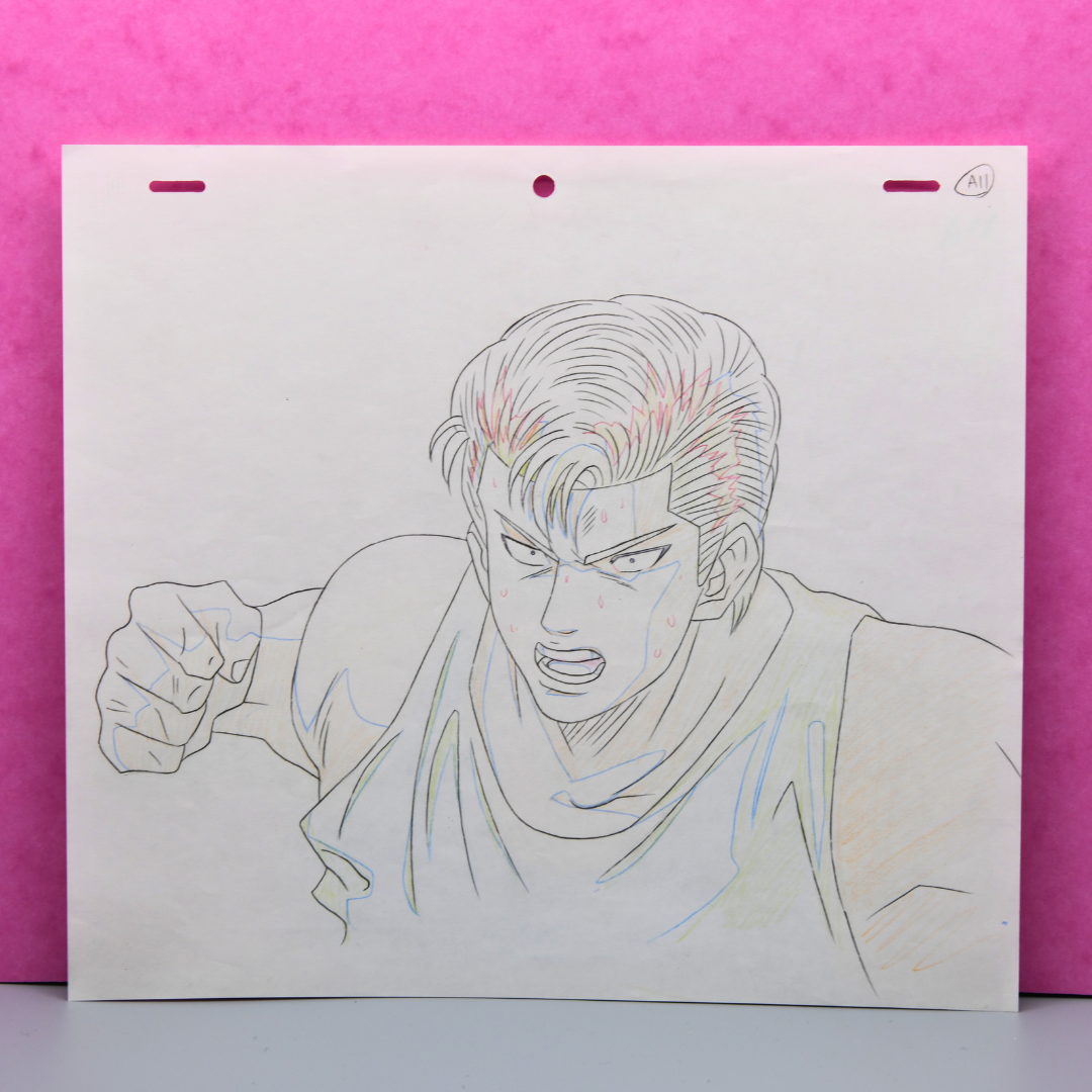 Hanamichi Sakuragi matching original production douga from Slam Dunk