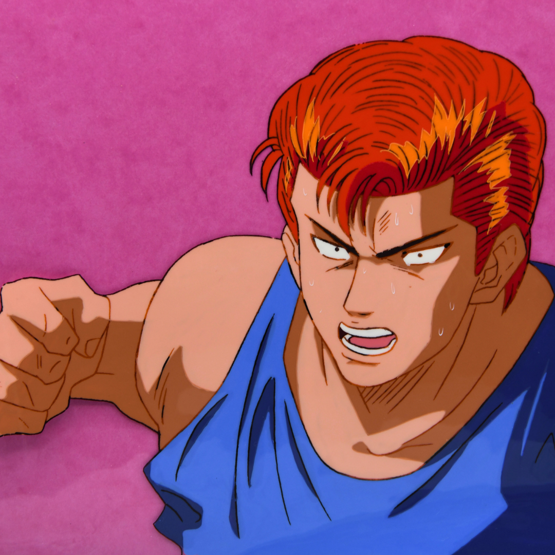 Hanamichi Sakuragi punch action original production cel from Slam Dunk