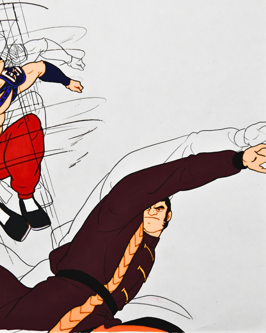 Close detail of Jinlong in battle against Ramenman from Tatakae Ramenman Episode 13, corrected lighter grading